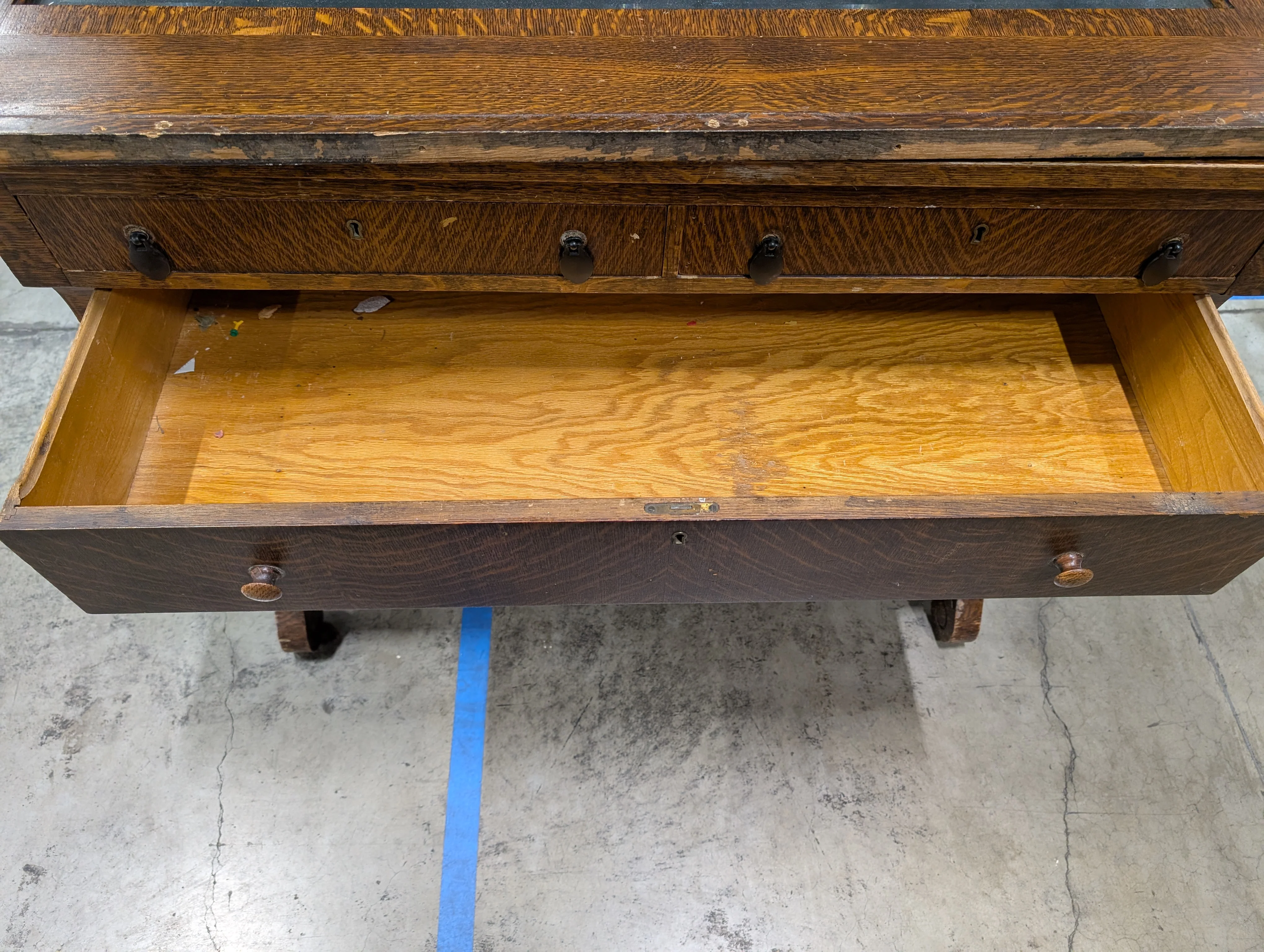 Antique Dark Wood Vanity with Mirror - Image 6
