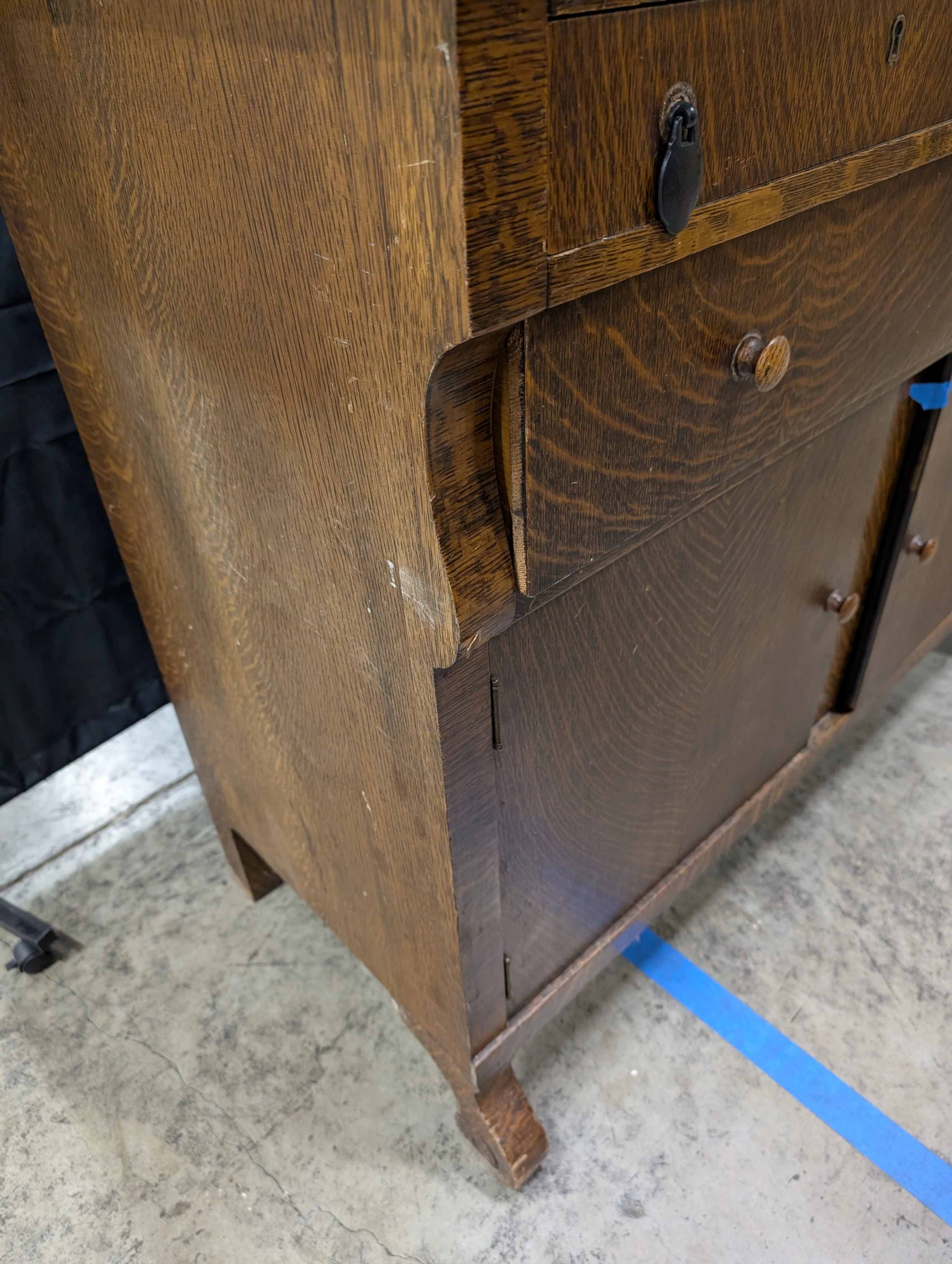 Antique Dark Wood Vanity with Mirror - Image 8