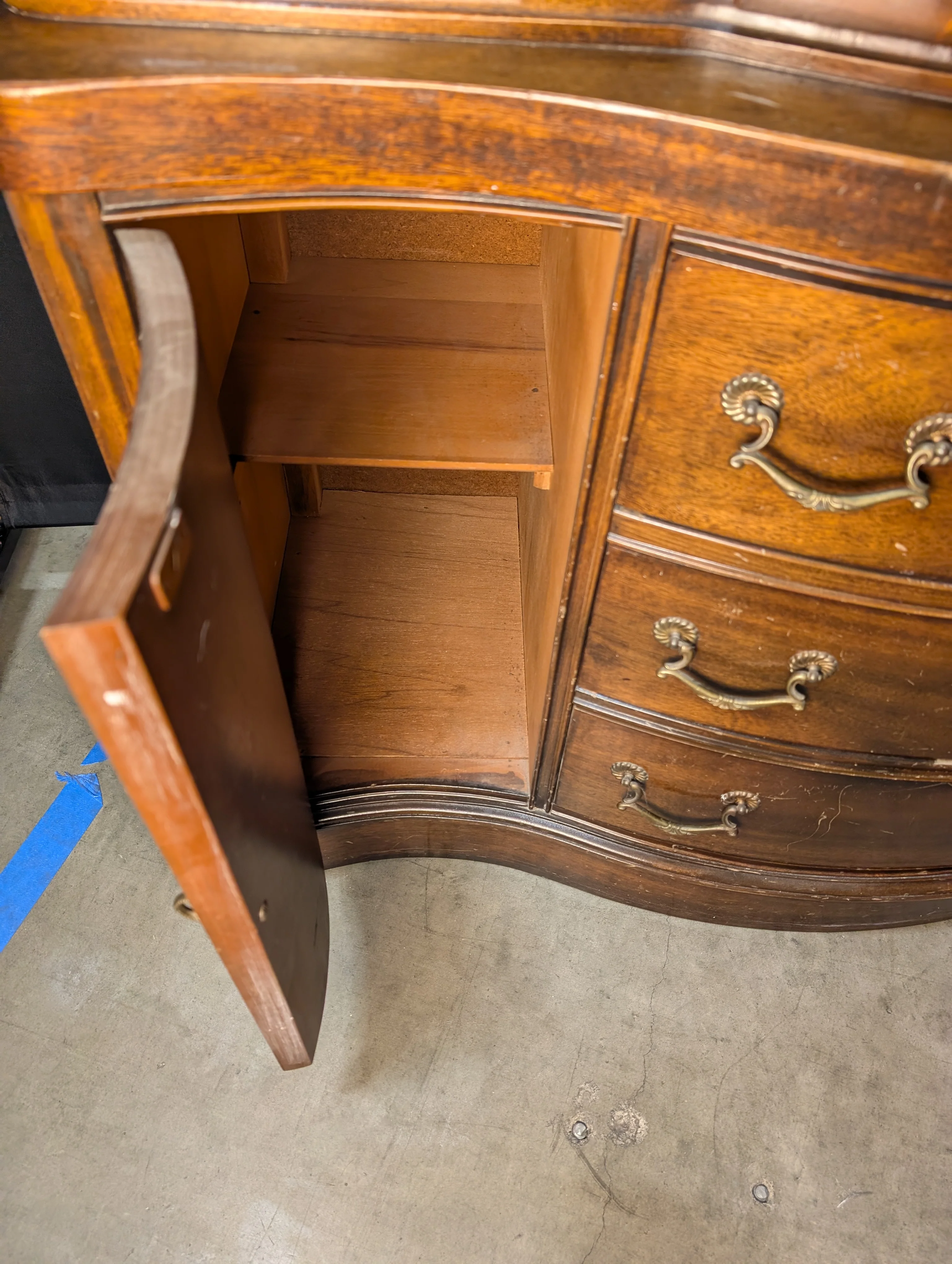 Curved Hardwood China Cabinet with Glass Doors - Image 10