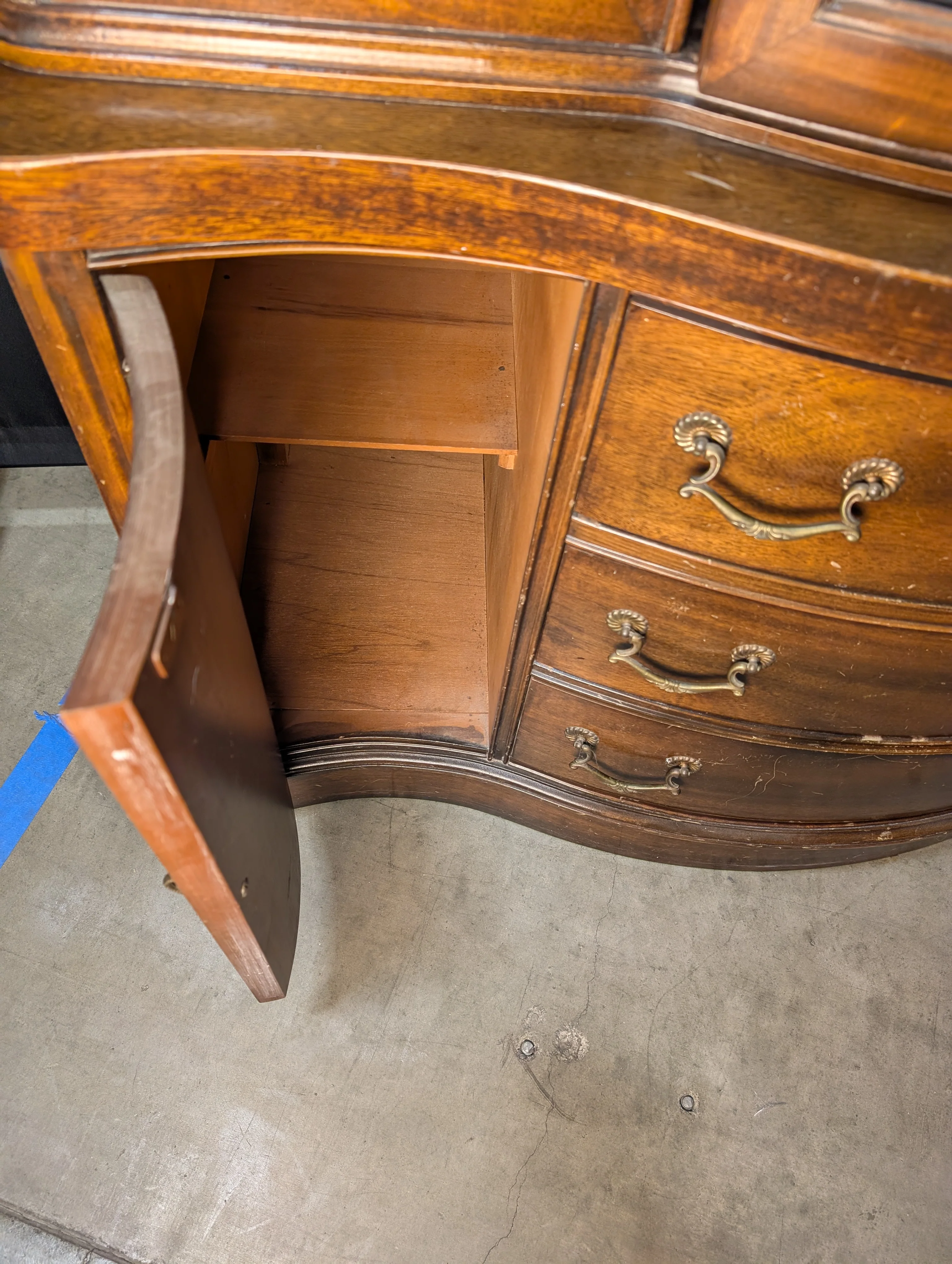 Curved Hardwood China Cabinet with Glass Doors - Image 11