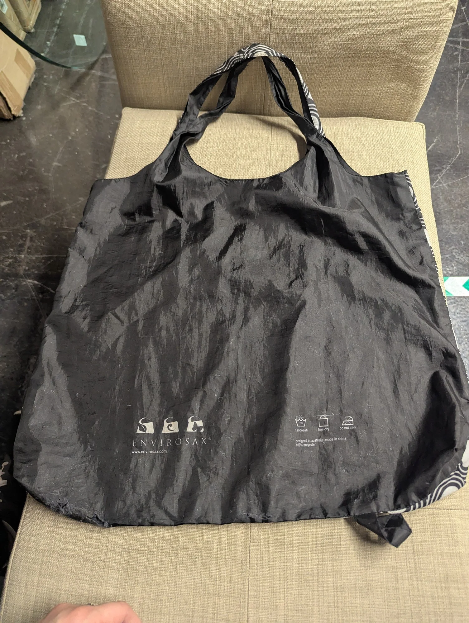 Envirosax Reusable Shopping Tote - Black & White Circular Design - Image 3