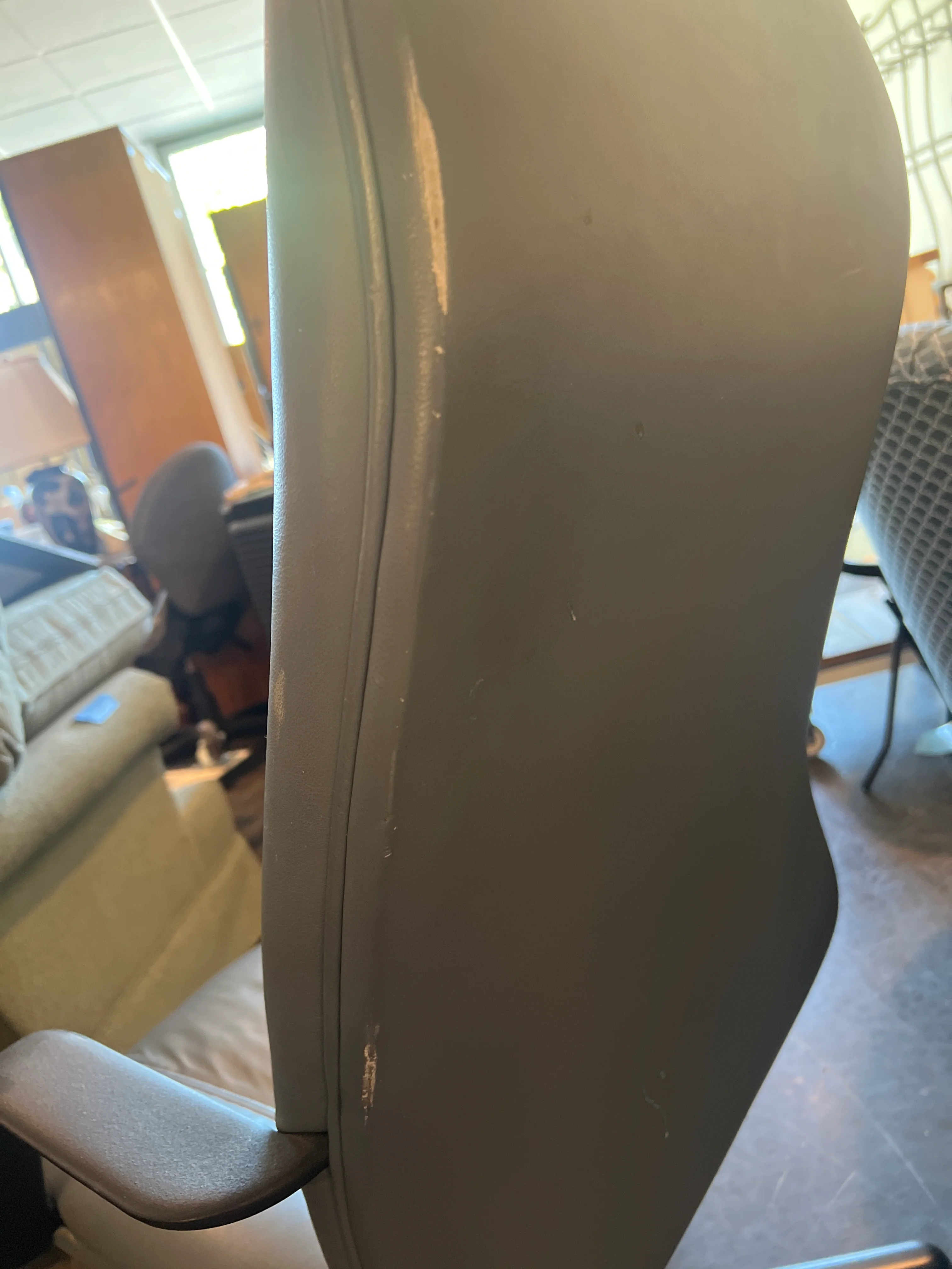 Blue Executive Office Chair with Black Arms - Image 3