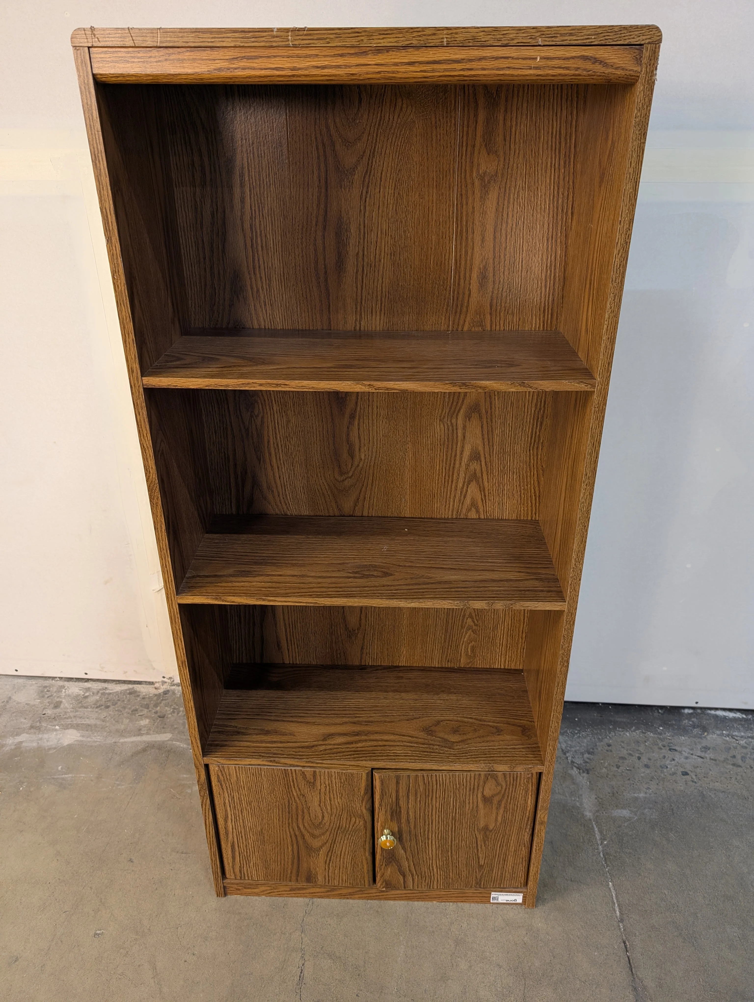 Rustic Oak Wood Bookcase with Storage - Image 2