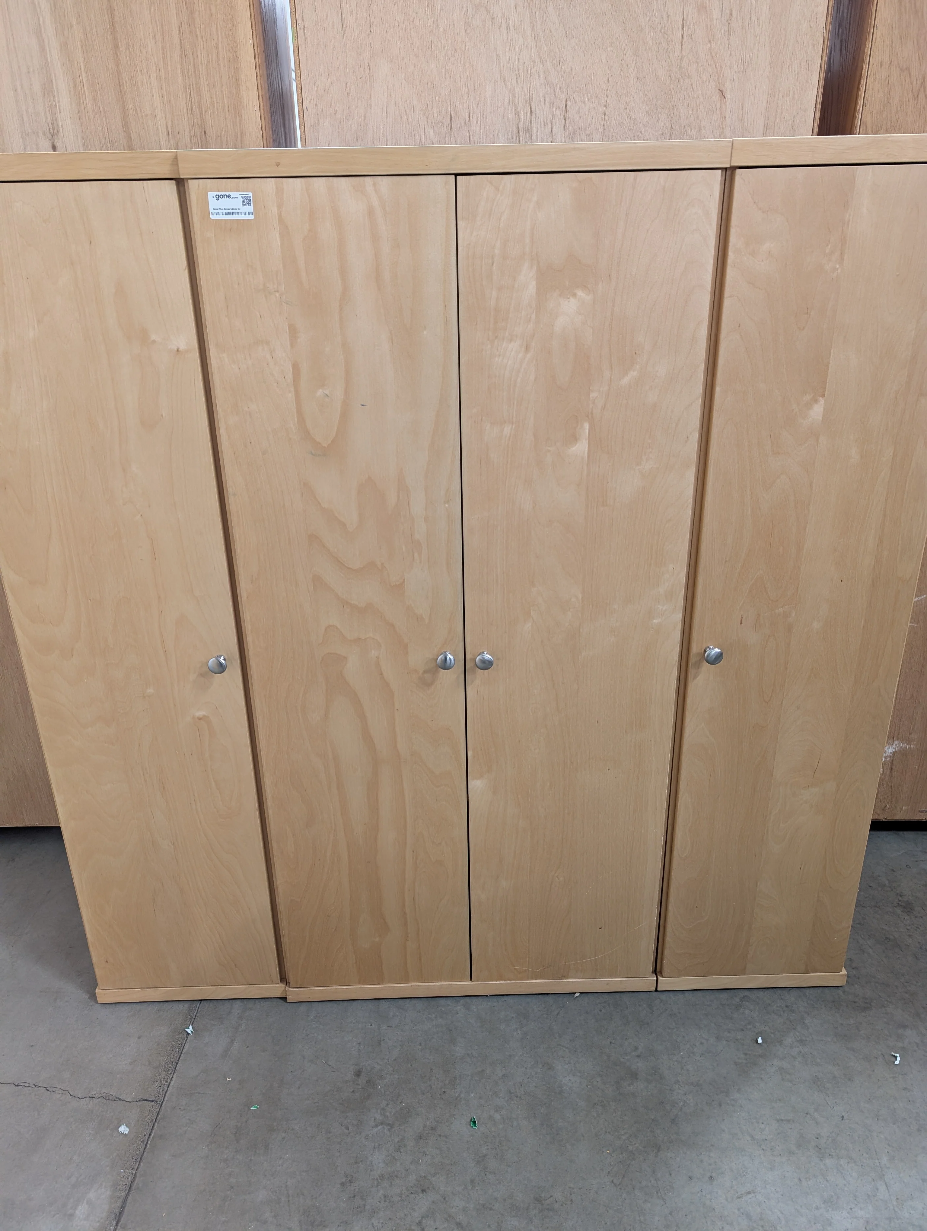 Natural Wood Storage Cabinets Set