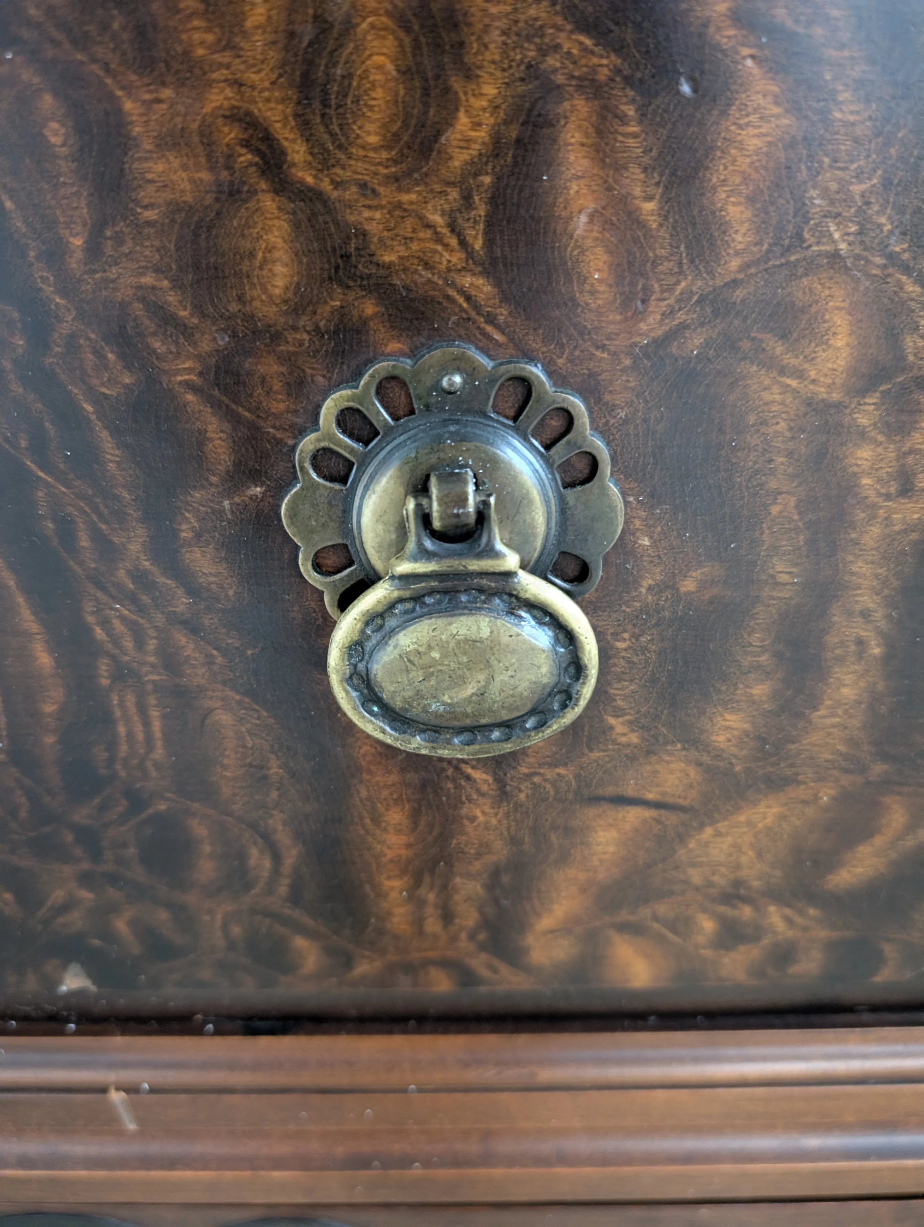 Vintage Dark Wood Sideboard with Ornate Backsplash - Image 5
