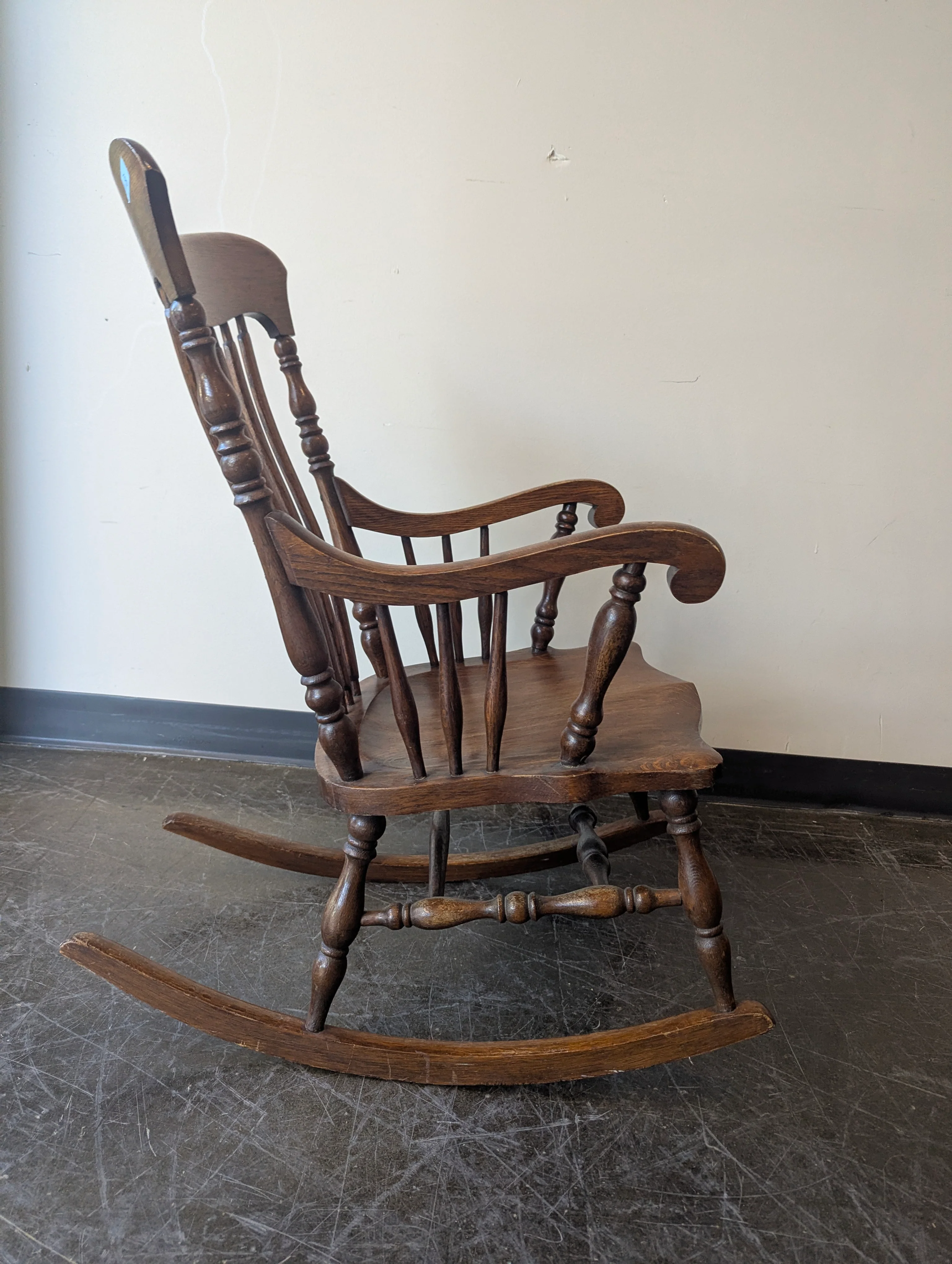 Traditional Brown Wood Spindle Back Rocking Chair - Image 3