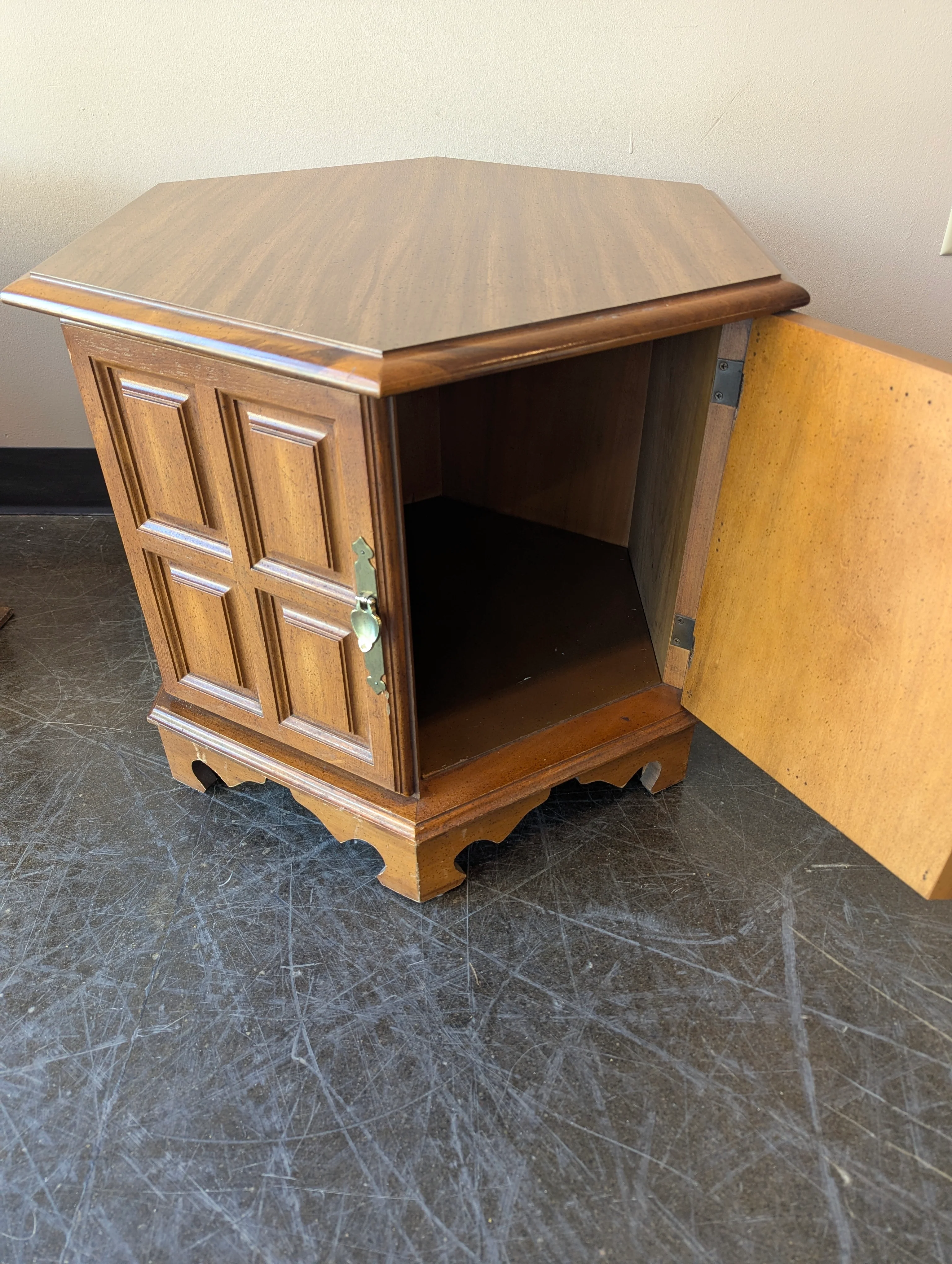 Vintage Wood Hexagonal Side Cabinet with Storage - Image 3