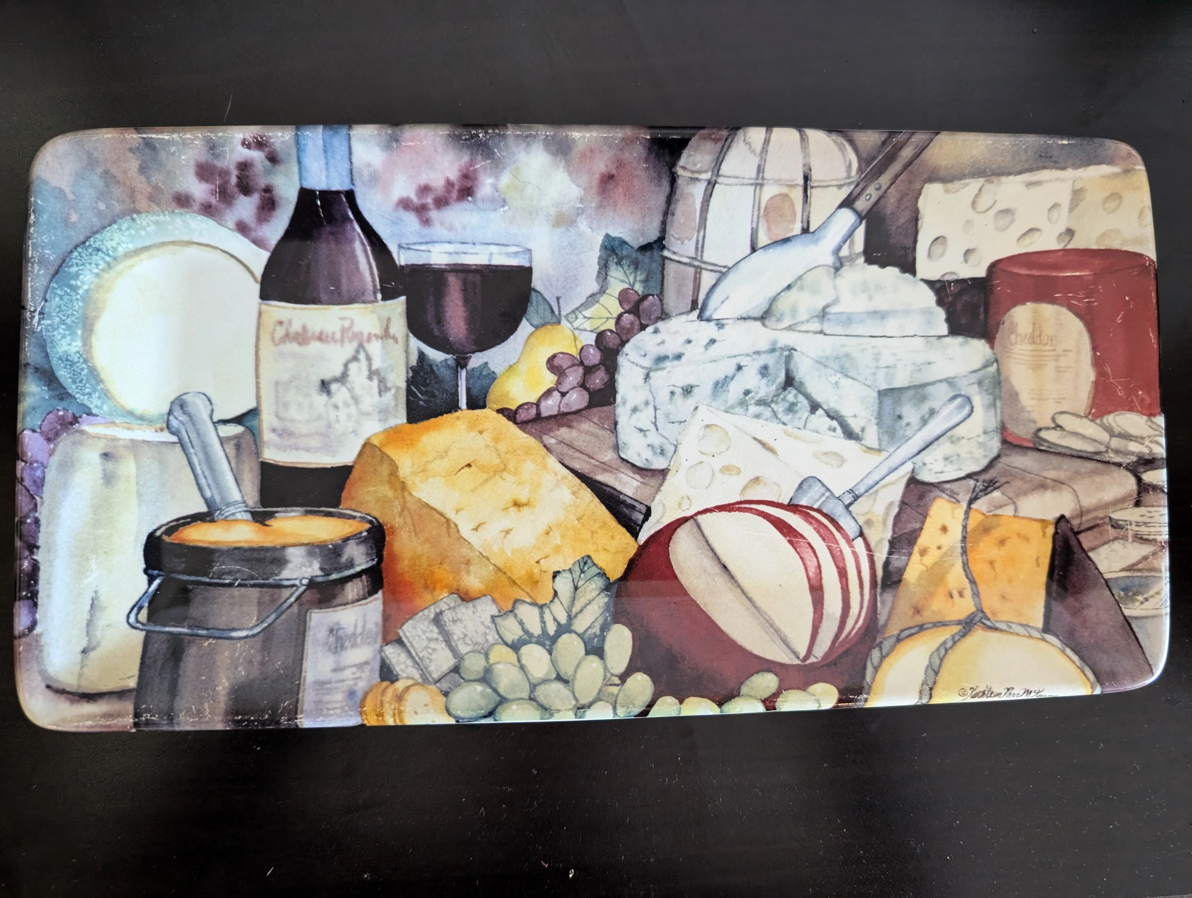 Rectangular Cheese & Wine Art Serving Platter by Kathleen T. McLane - Image 4