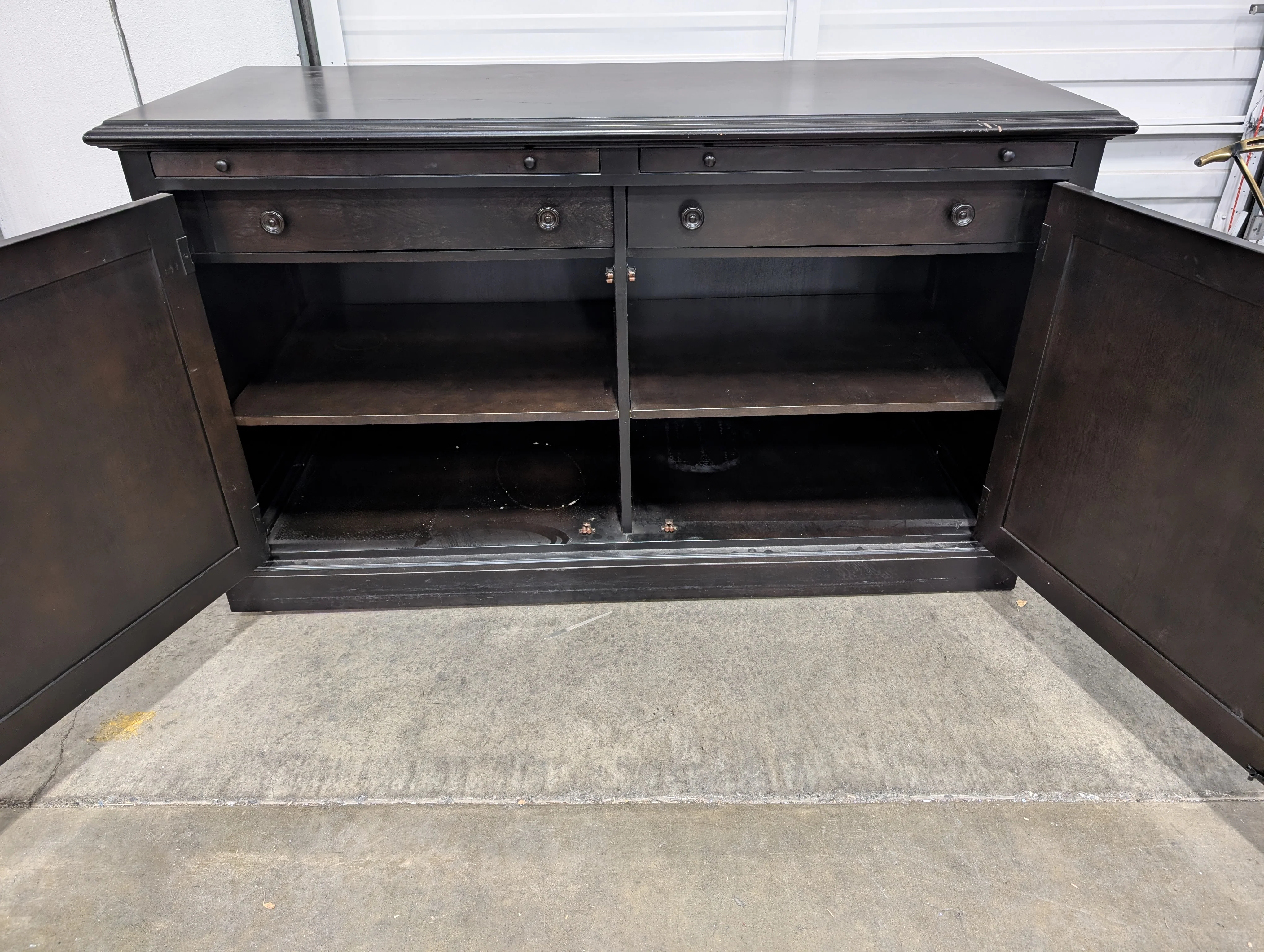 Versatile Dark Wood Drexel Storage Cabinet with Double Doors - Image 3