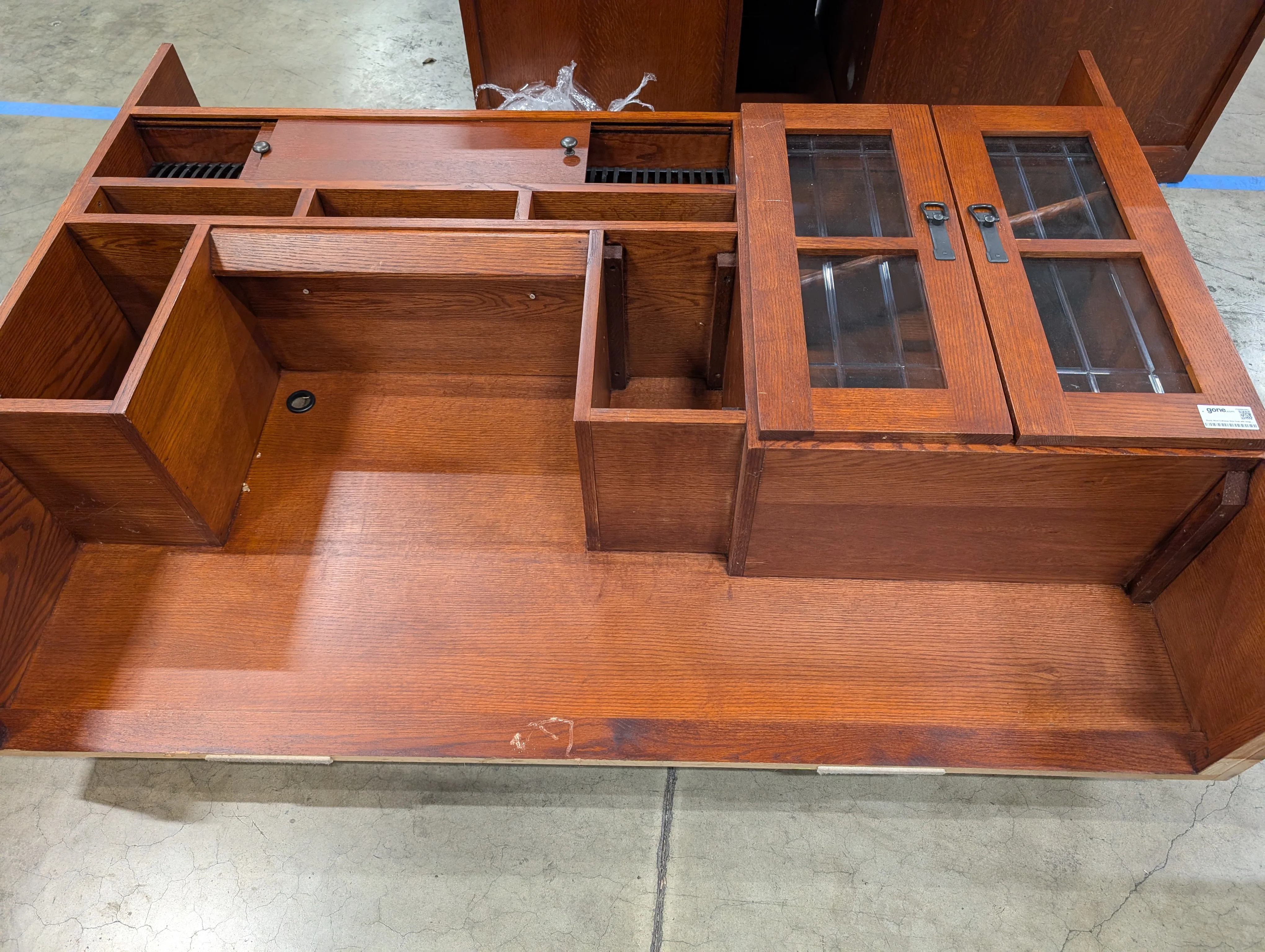 Sturdy Wood Craftsman Style Desk with Integrated Hutch and Storage - Image 5