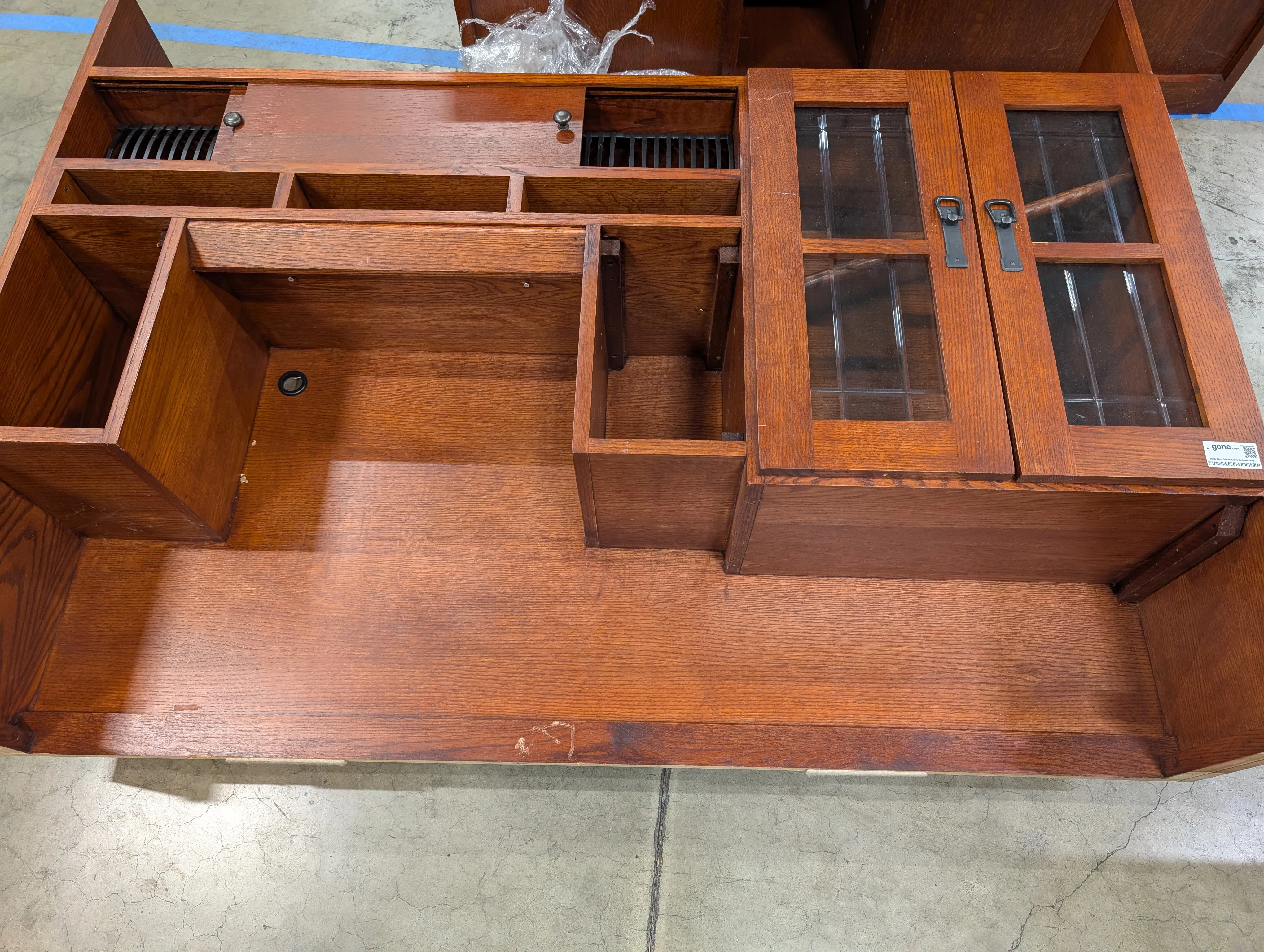 Sturdy Wood Craftsman Style Desk with Integrated Hutch and Storage - Image 6