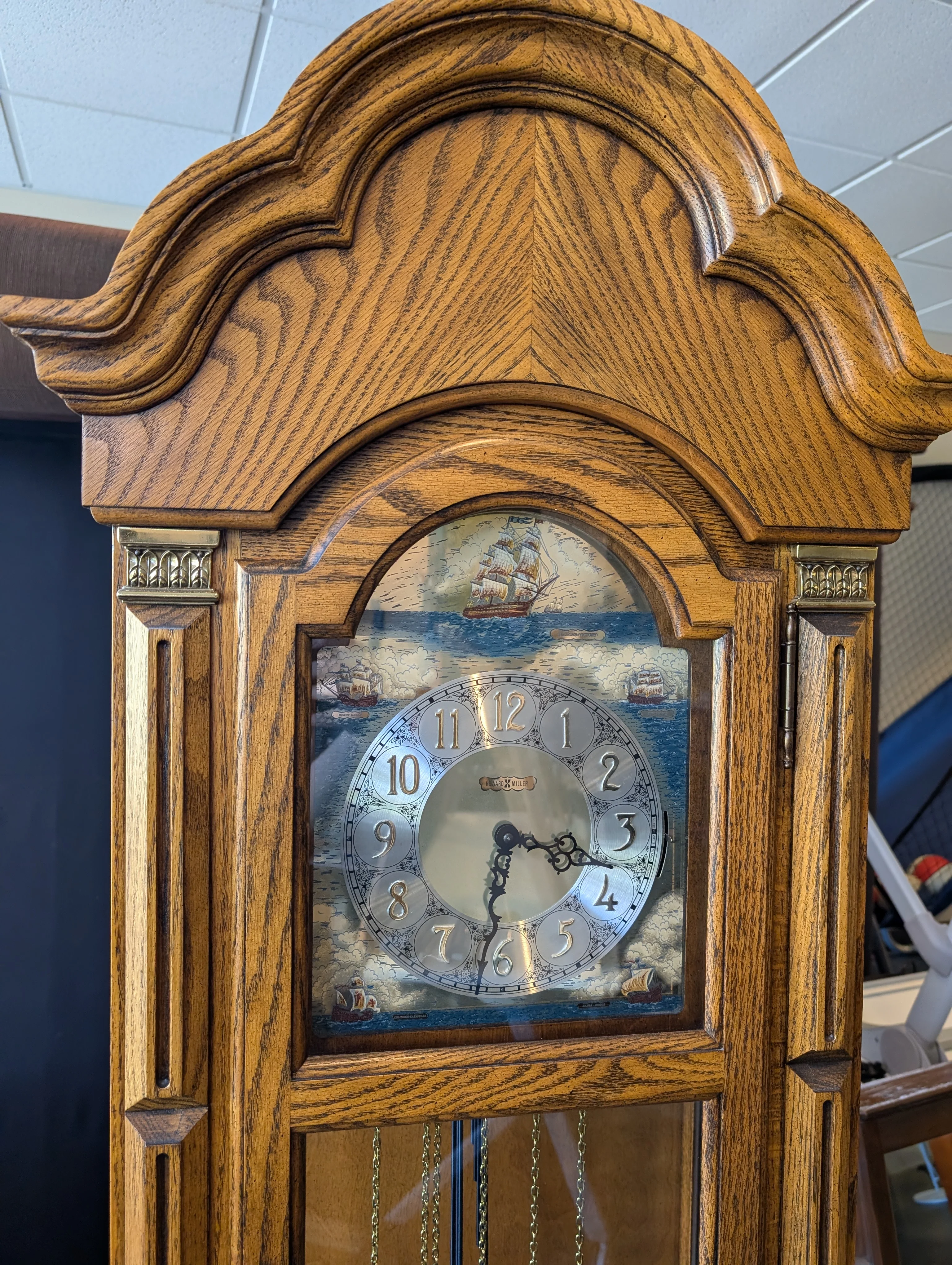 Temple Arched Top Wood Grandfather Clock - Image 3