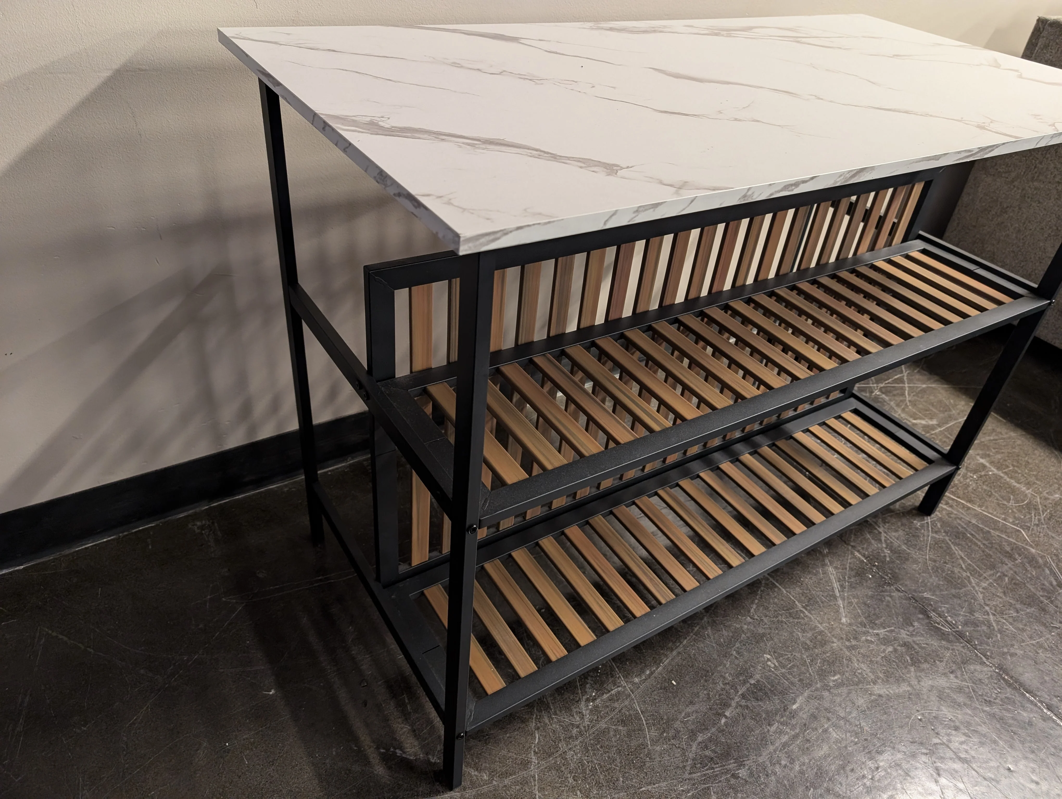 Modern Faux Marble Top Kitchen Island Bar Table - Image 3