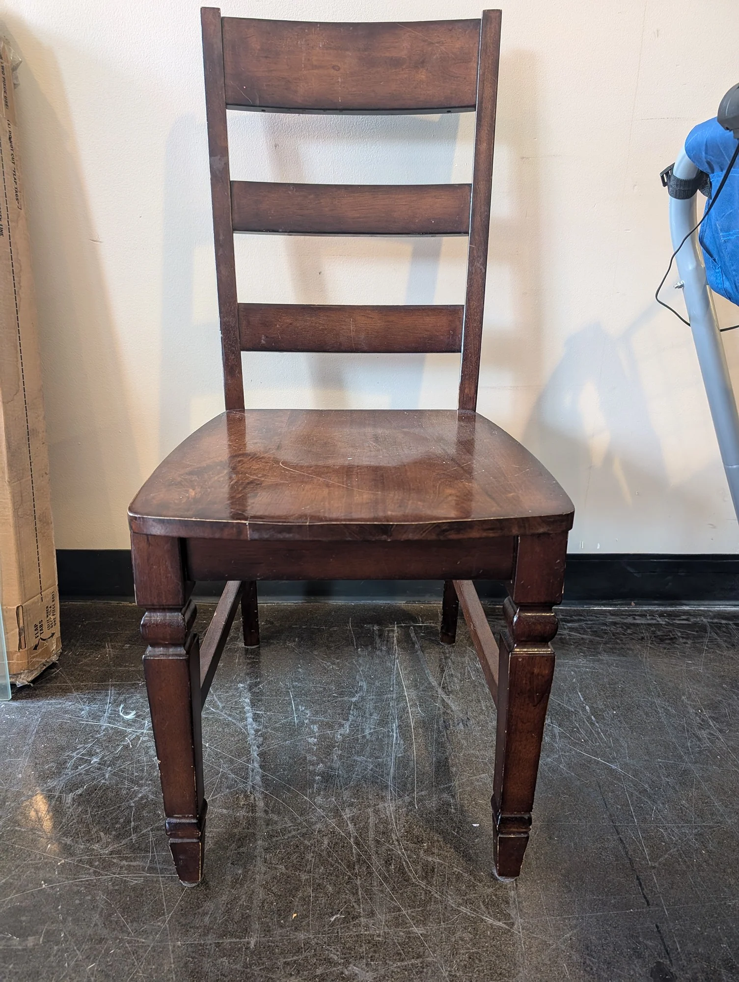 Set of 3 Outlook Sturdy Dark Brown Wooden Dining Chair with Slatted Back - Image 2
