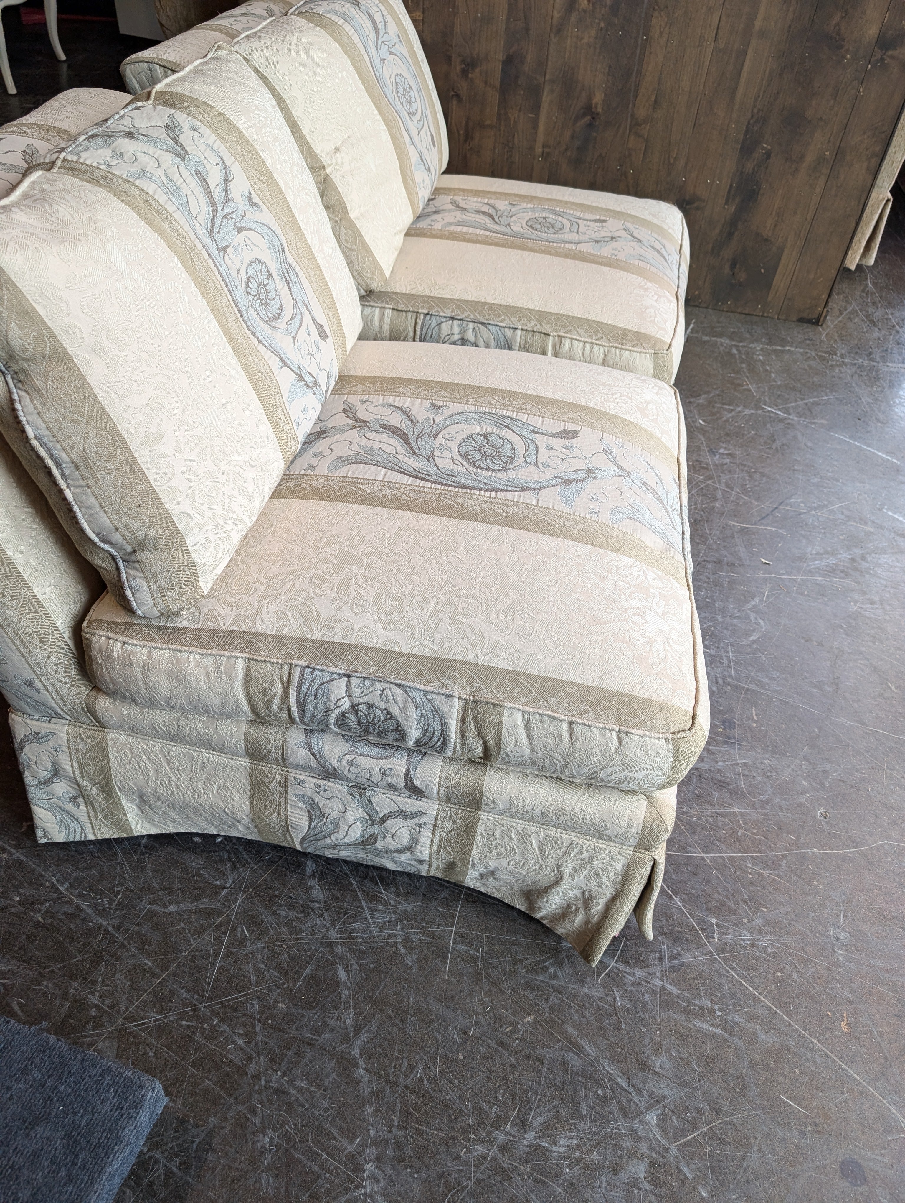 Pair of Upholstered Armless Accent Chair with Scroll Pattern - Image 3