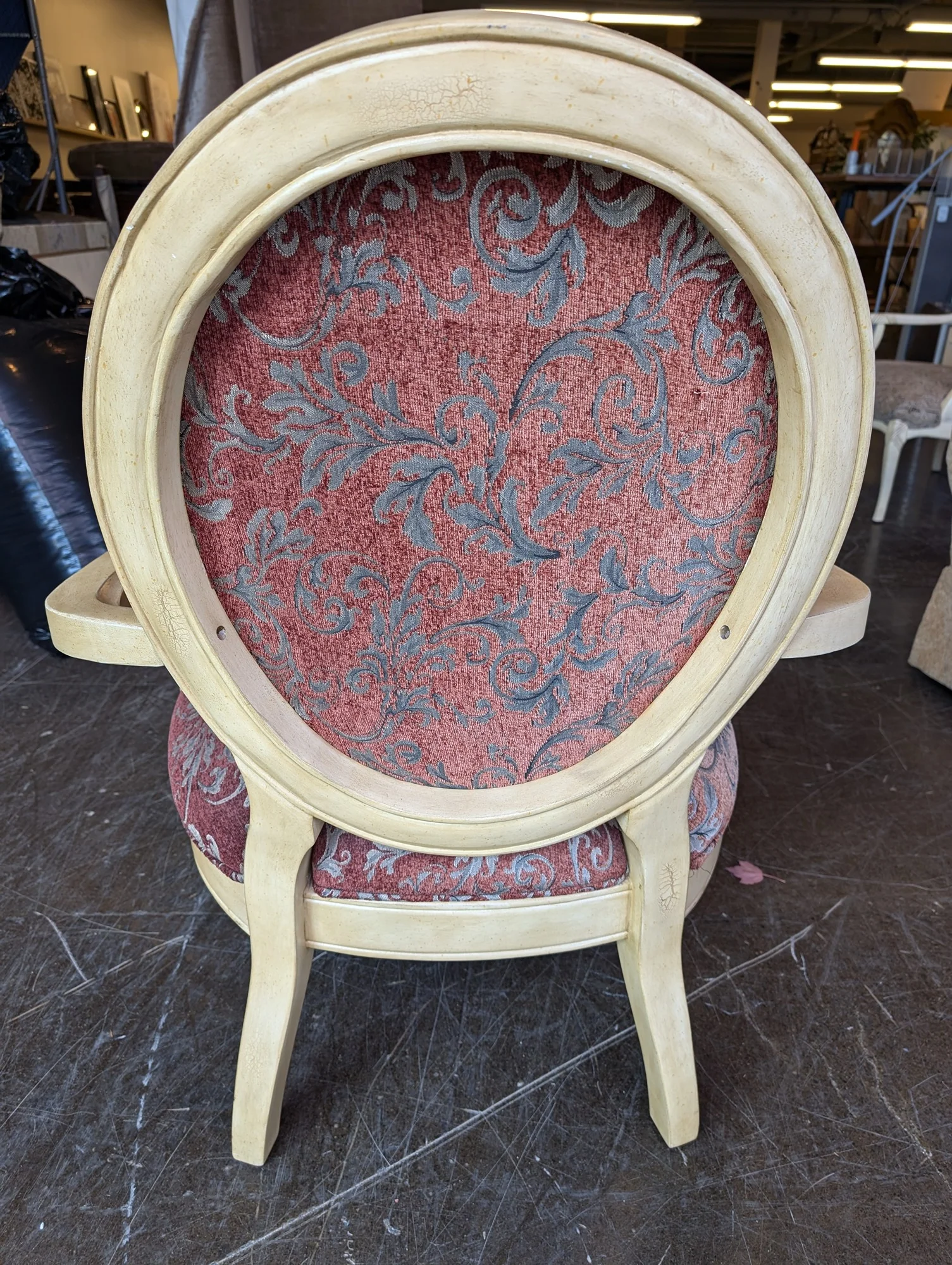 Ornate French Provincial Style Upholstered Armchair - Image 3
