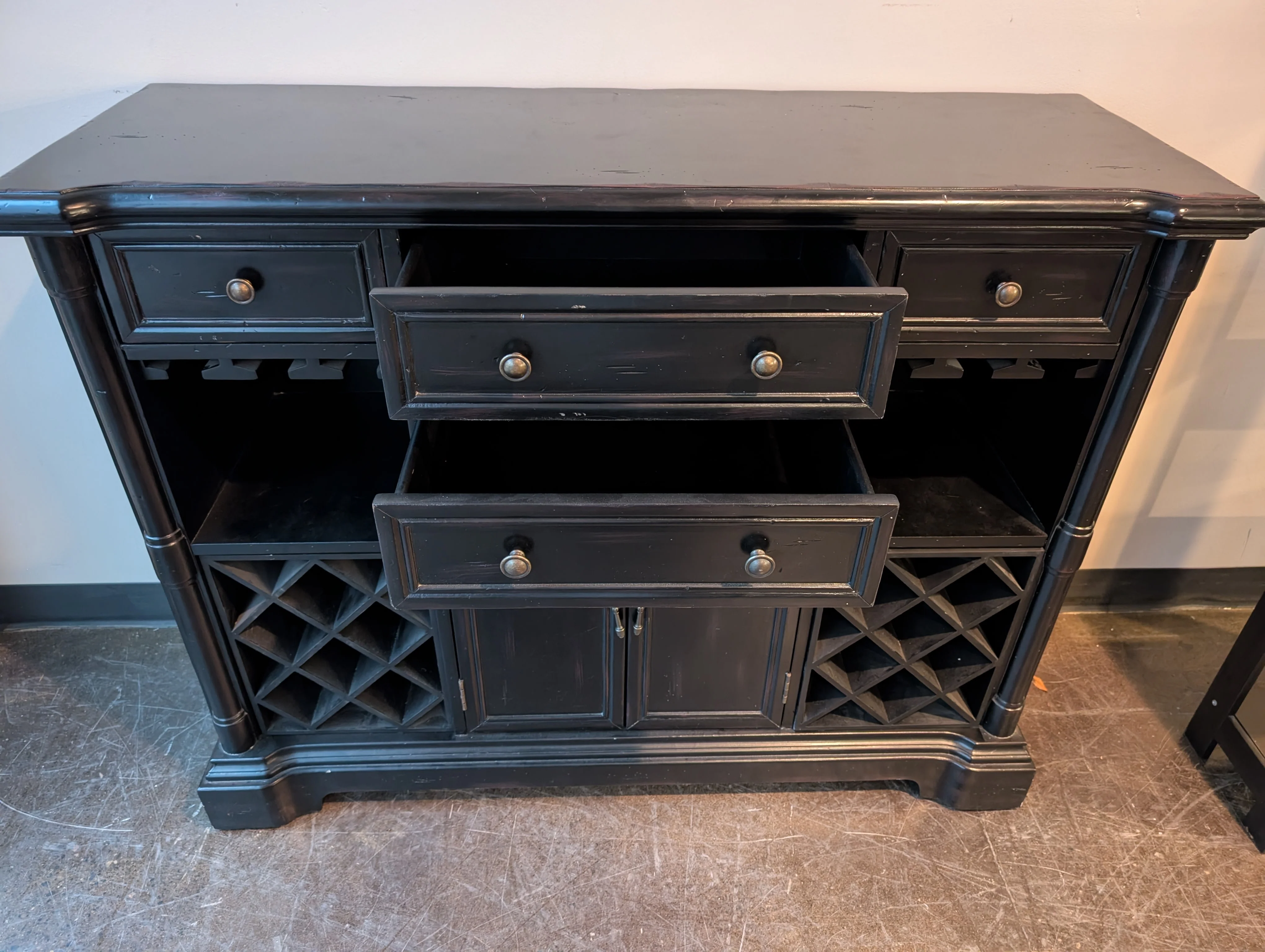 Versatile Black Wood Server Cabinet with Wine Storage - Image 3