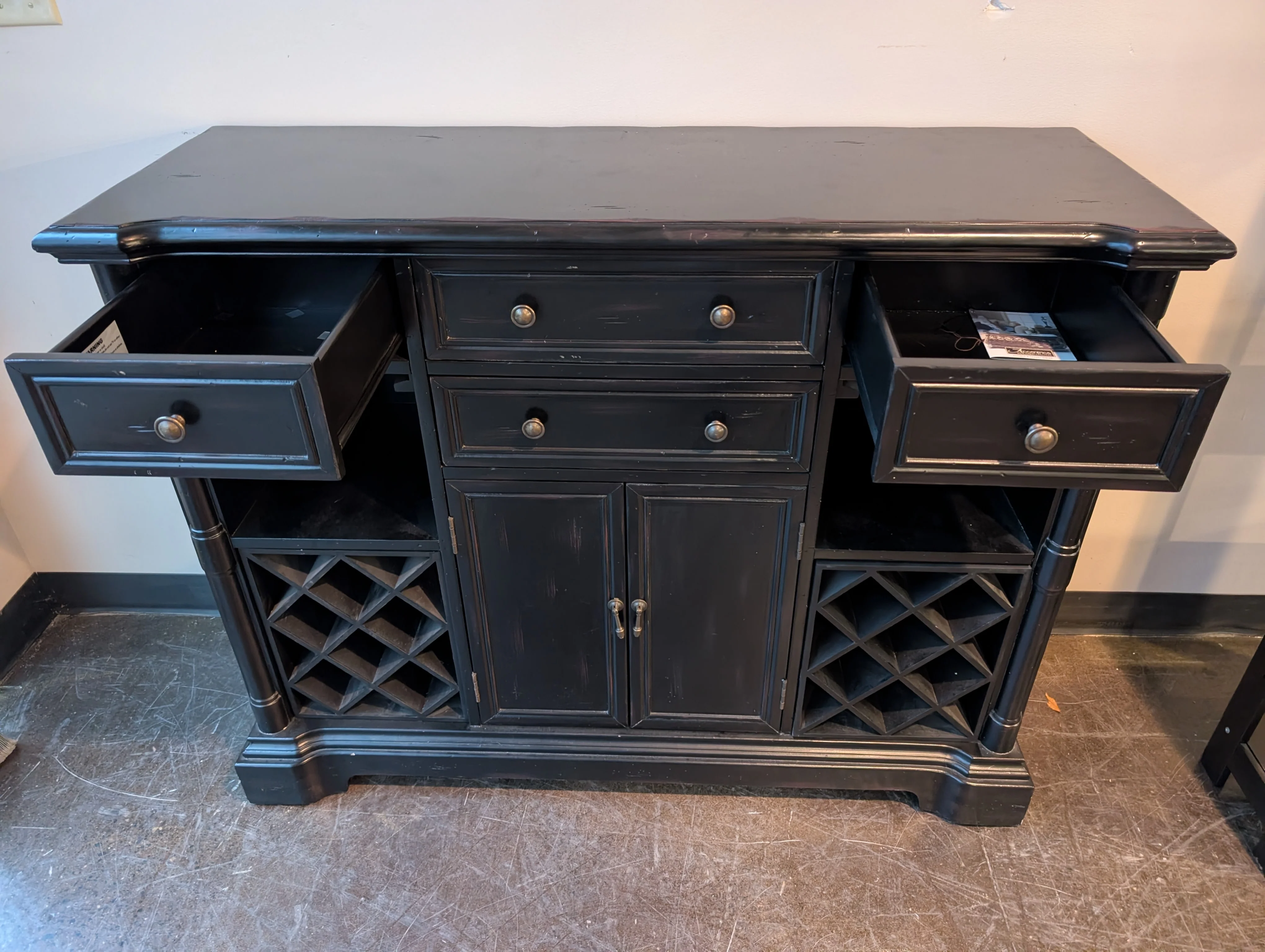 Versatile Black Wood Server Cabinet with Wine Storage - Image 4
