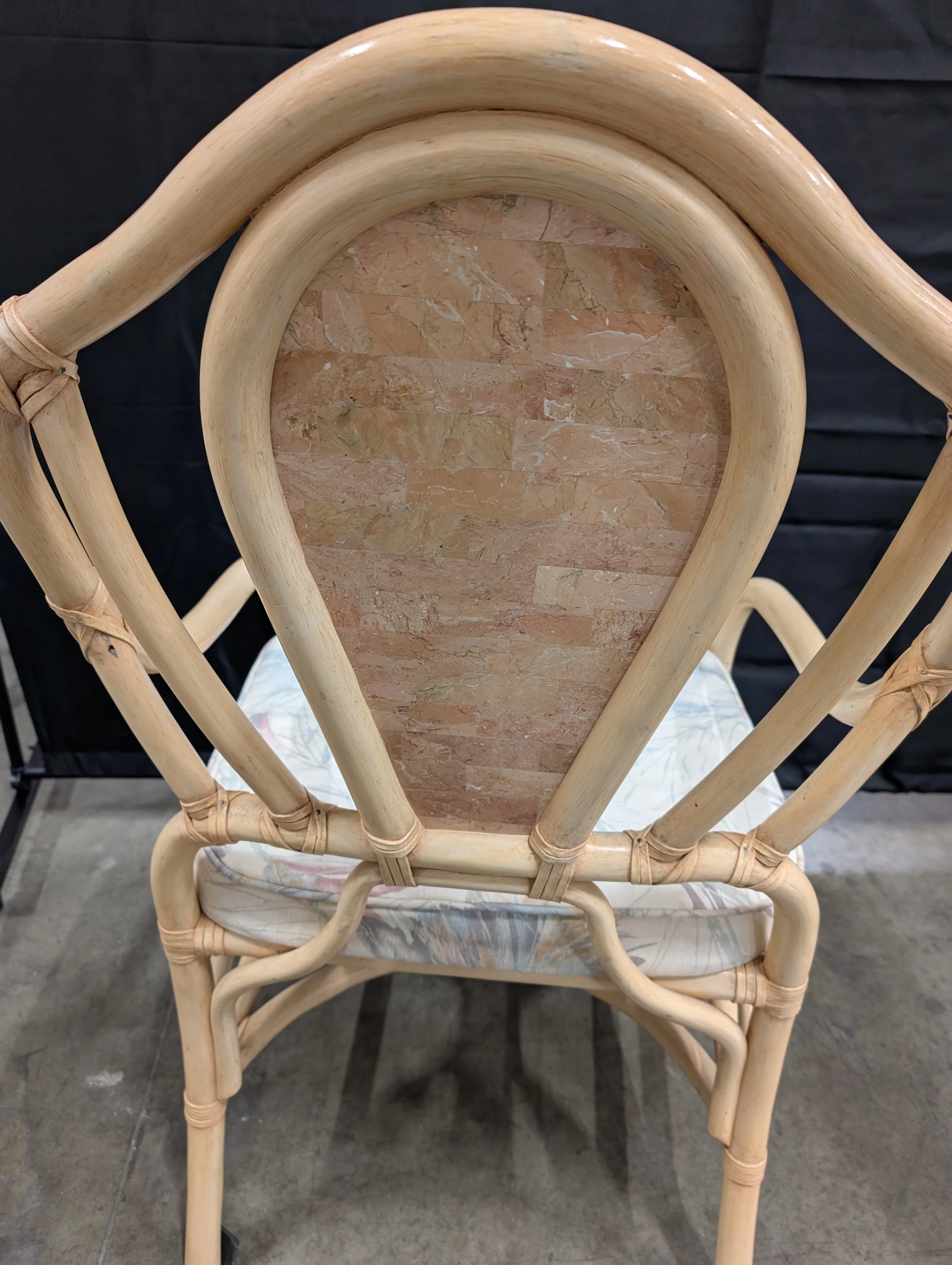 Rattan faux stone table and Set of Six Chairs - Image 2