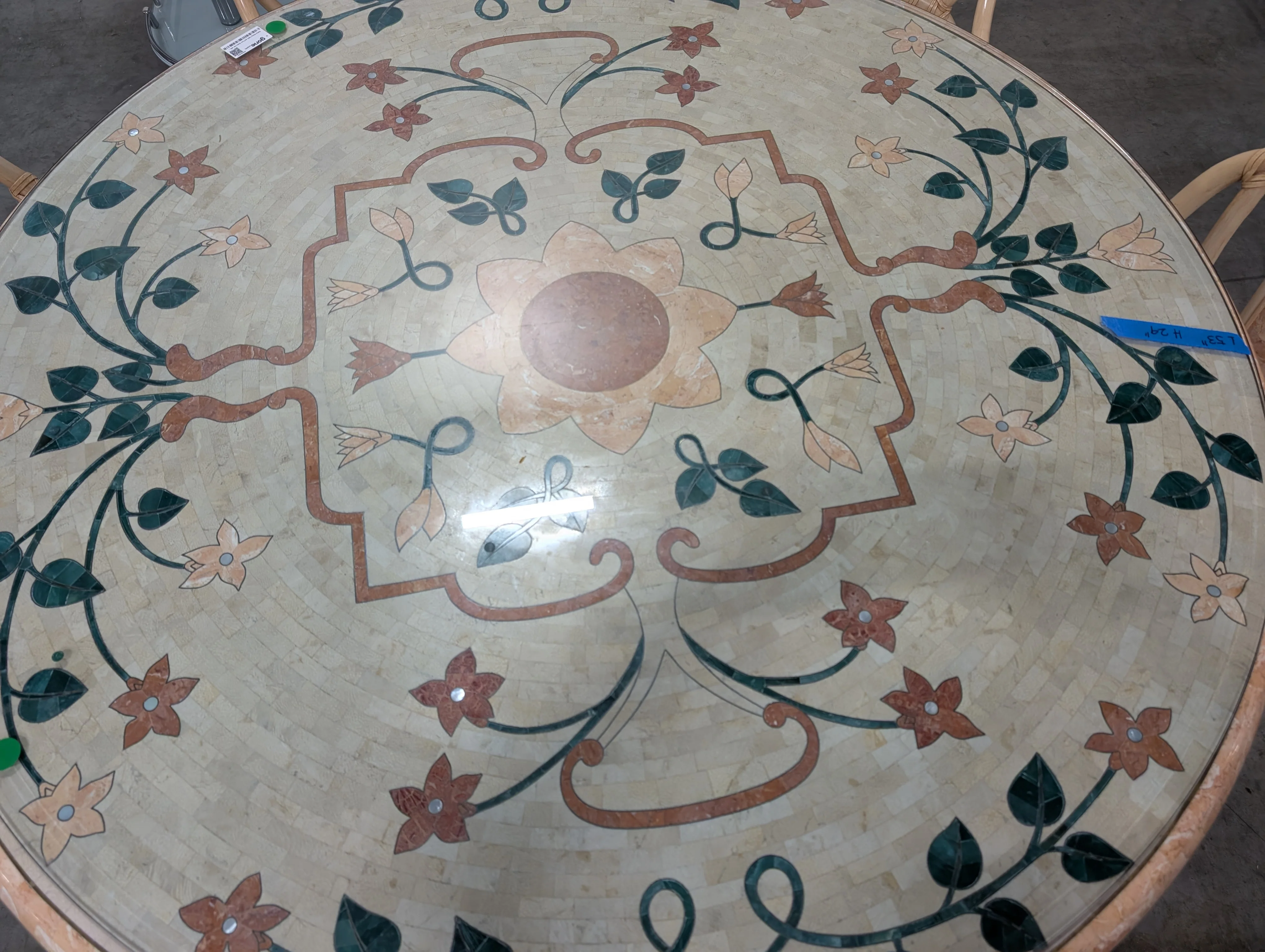 Rattan faux stone table and Set of Six Chairs - Image 4