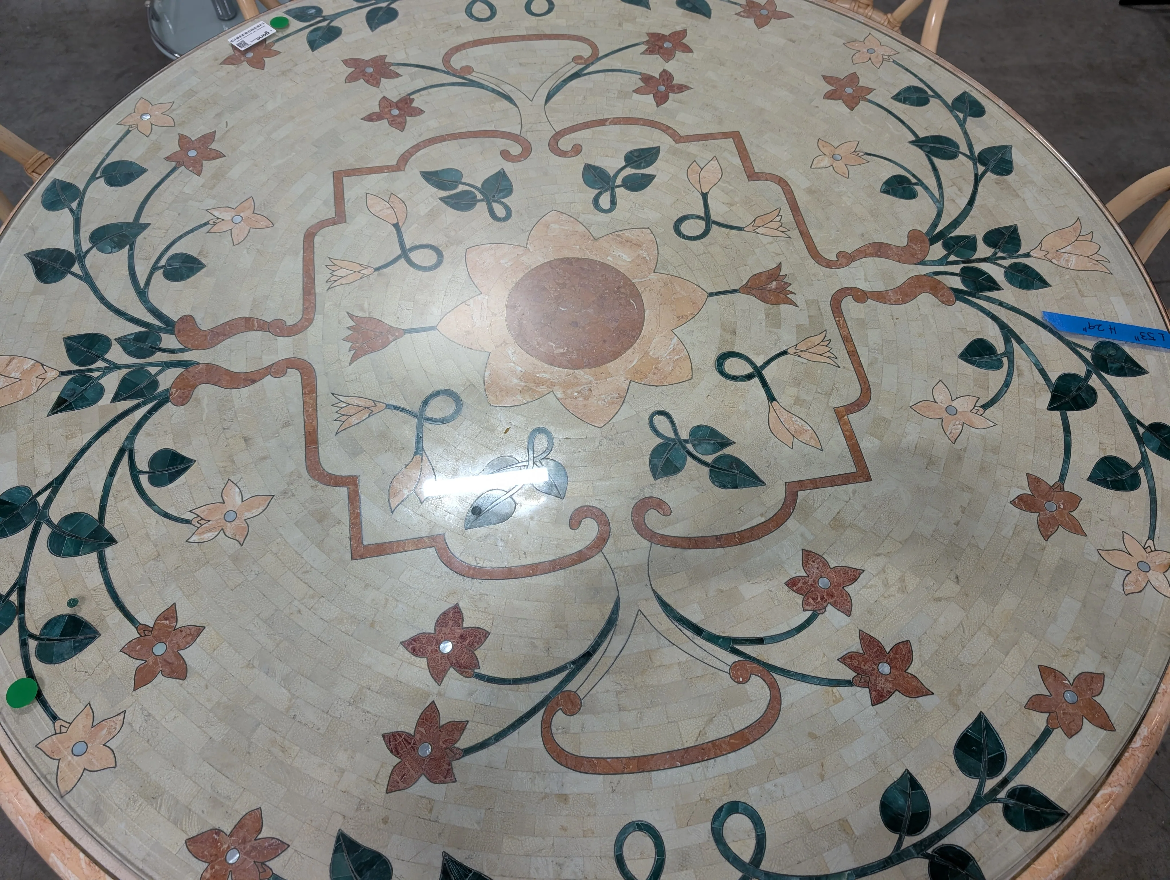 Rattan faux stone table and Set of Six Chairs - Image 5