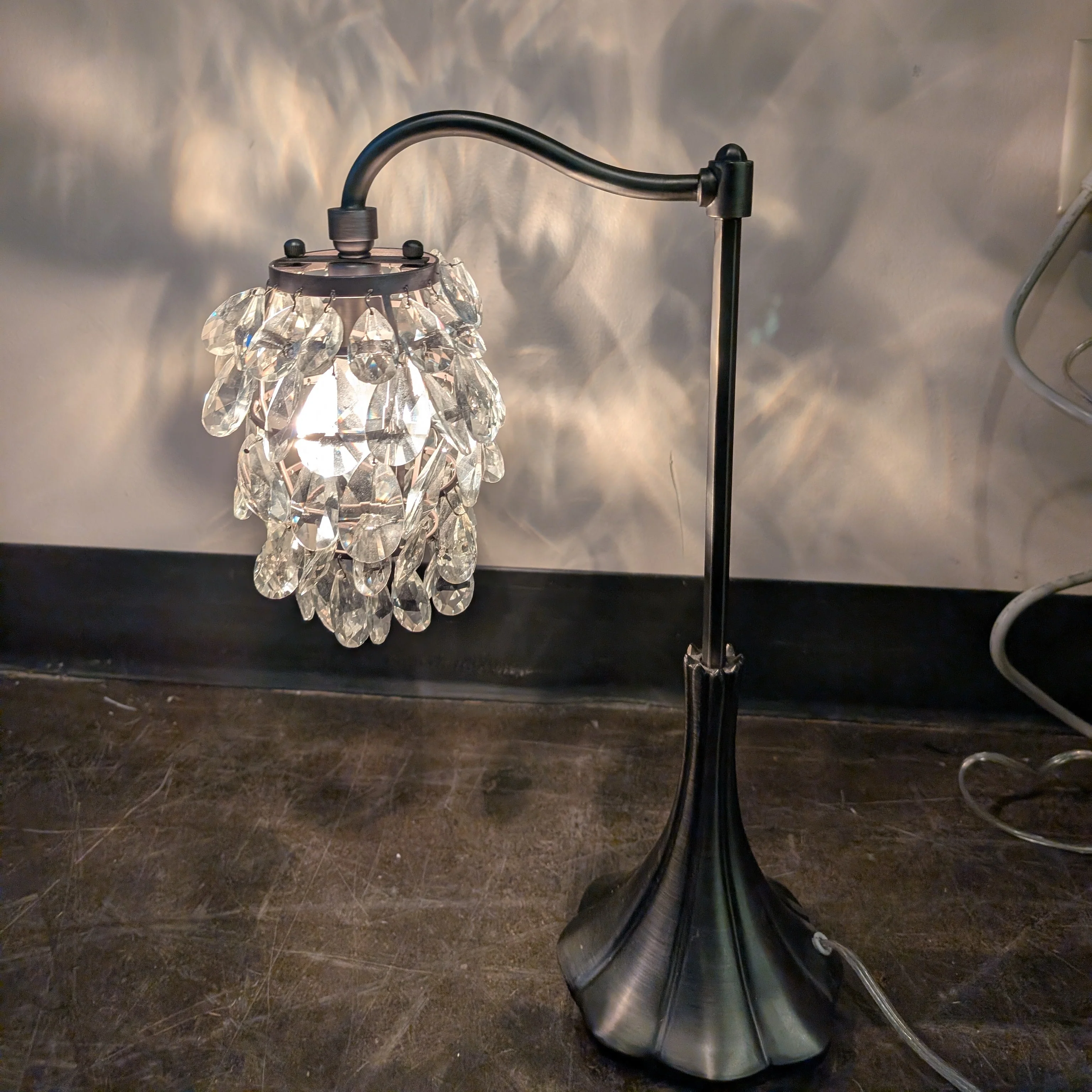 Chandelier Style Table Lamp with Clear Prisms