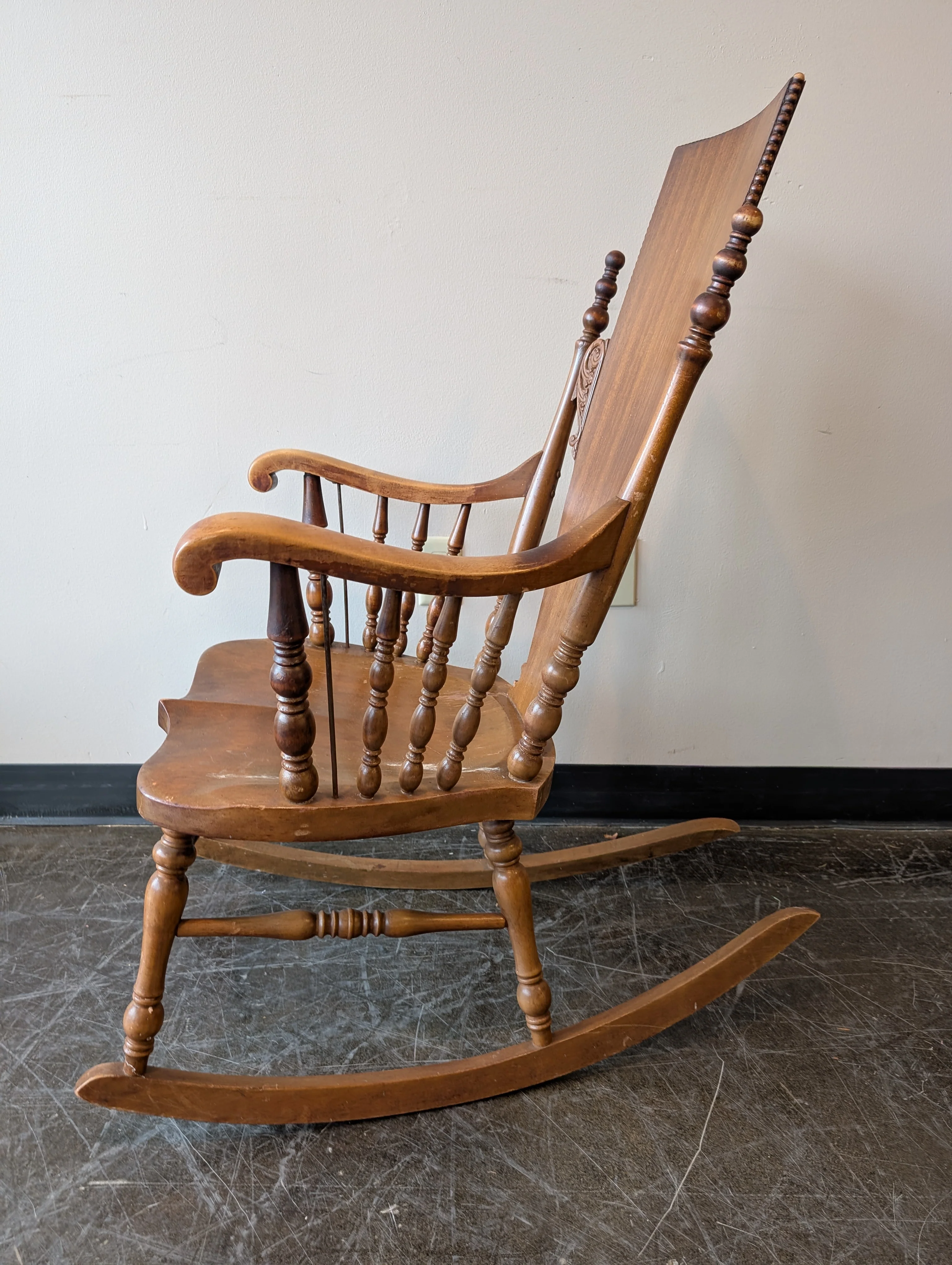 Carved Wood Vintage Rocking Chair - Image 4