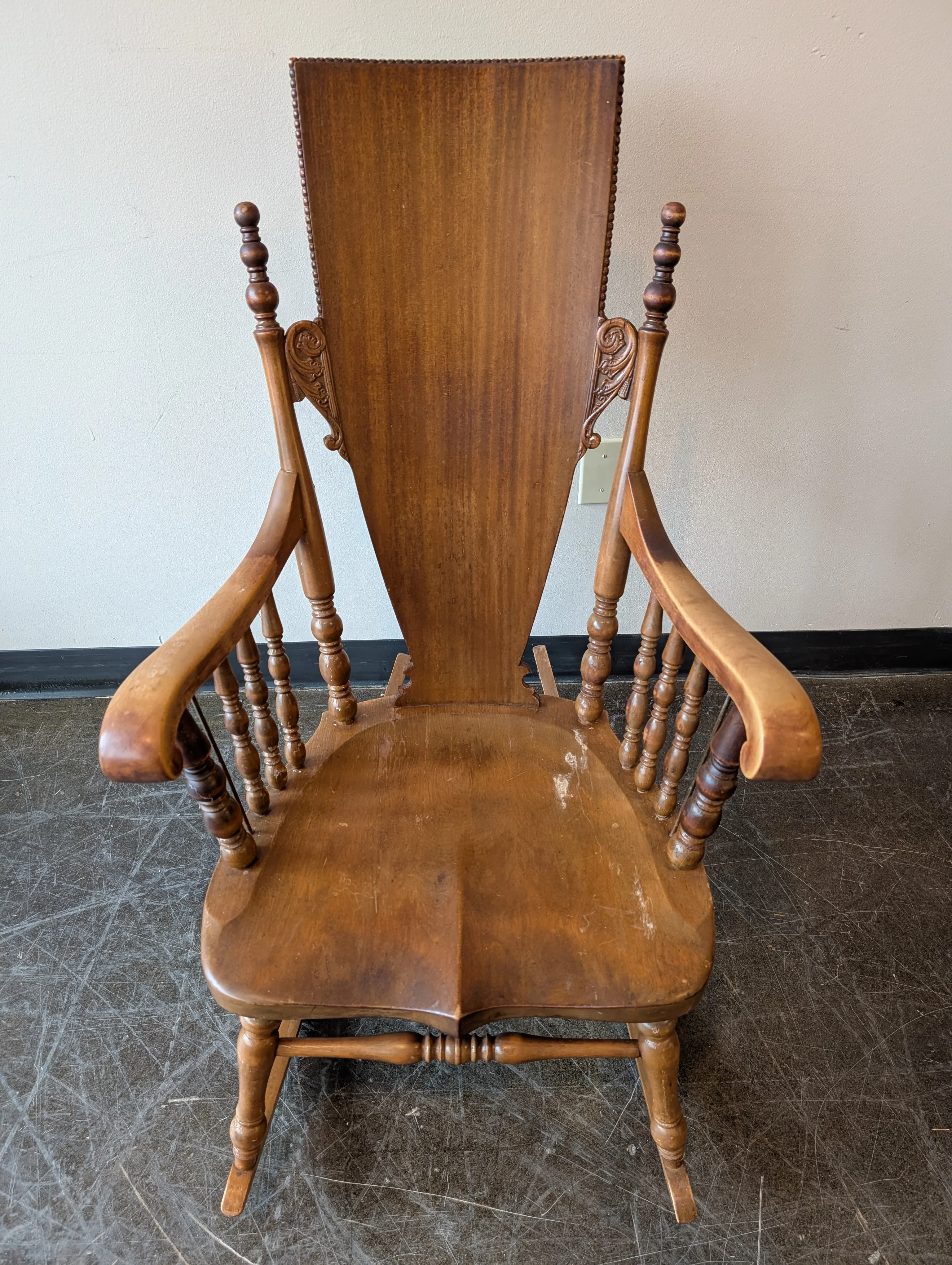 Carved Wood Vintage Rocking Chair - Image 6
