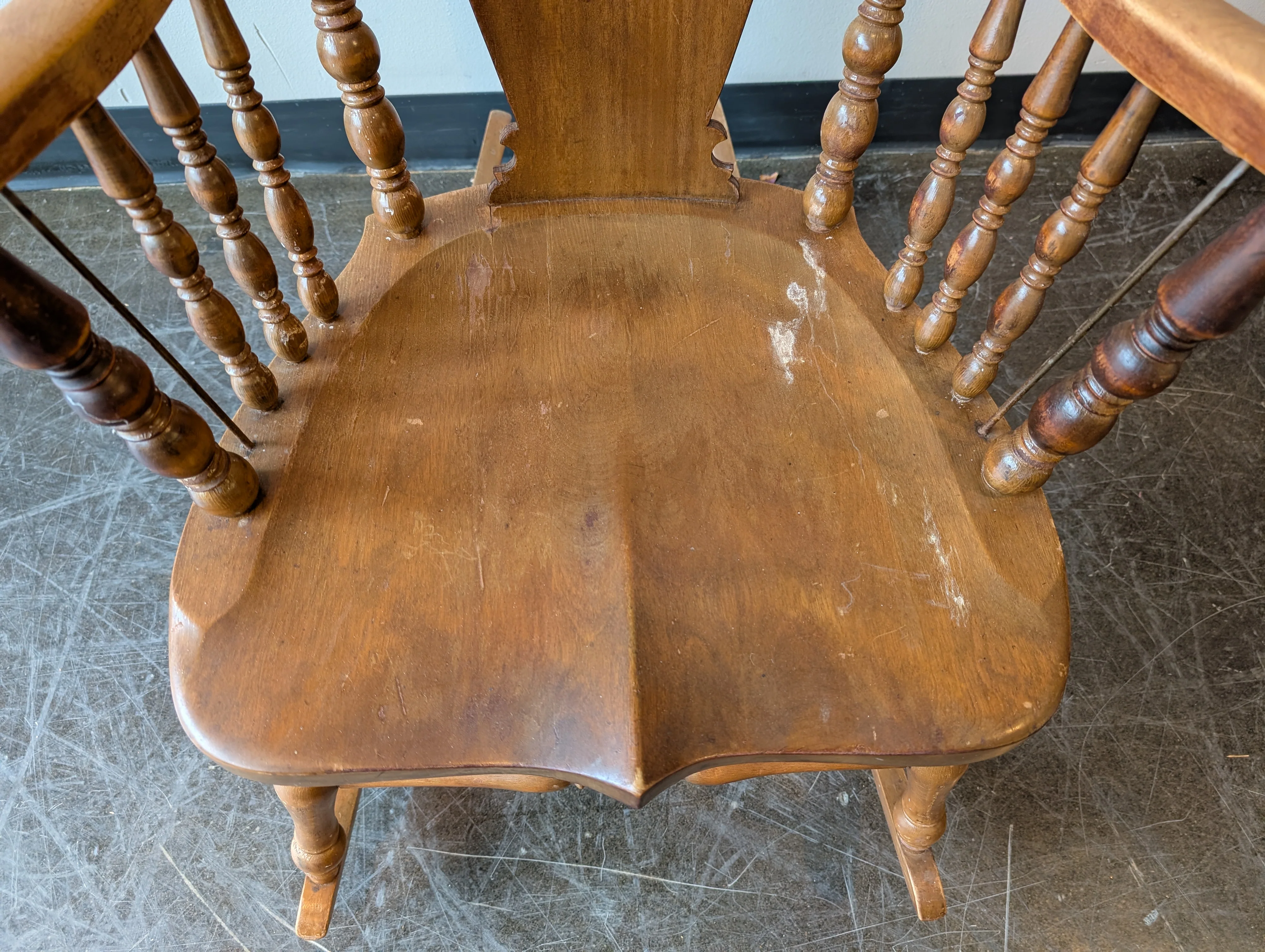 Carved Wood Vintage Rocking Chair - Image 8