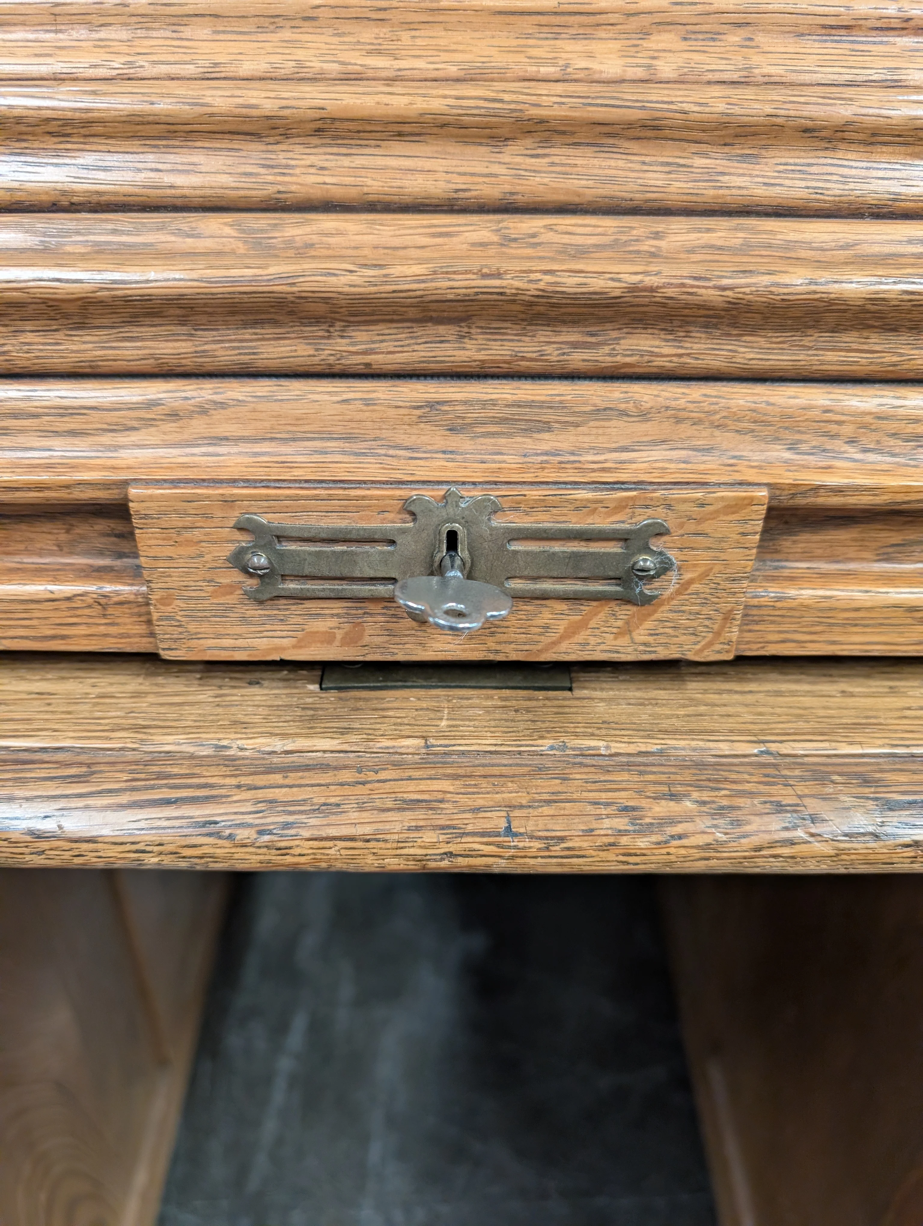 Vintage Oak Wood Roll Up Secretary Desk - Image 9