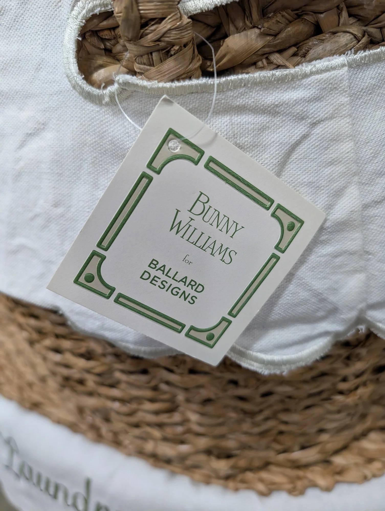 Bunny Williams for Ballard Designs Woven Baskets Set of 3 Laundry Hamper Storage with Scalloped Liners - Image 2