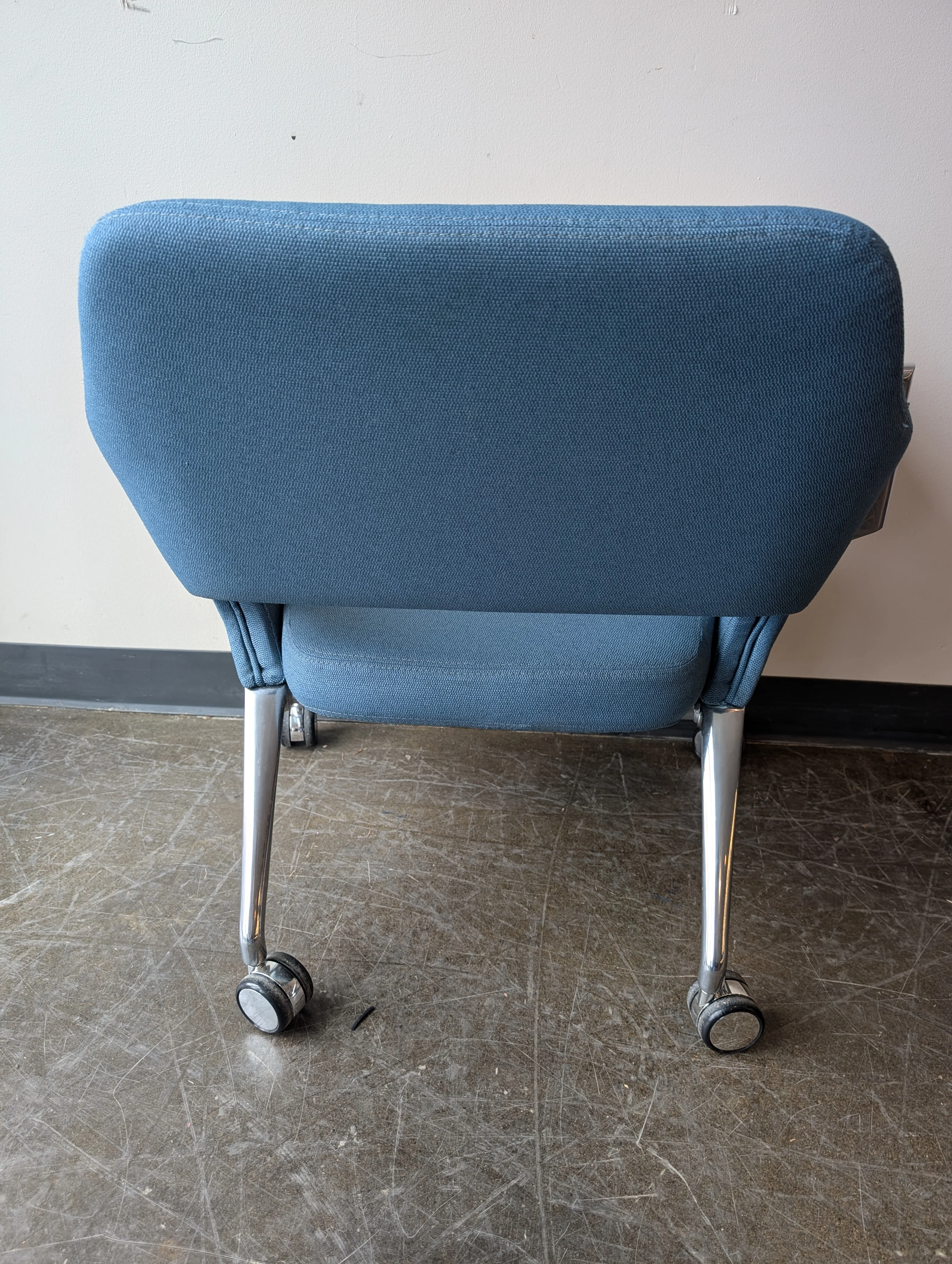 Contemporary Blue Fabric Lecture Chair with Swivel Writing Tablet - Image 4