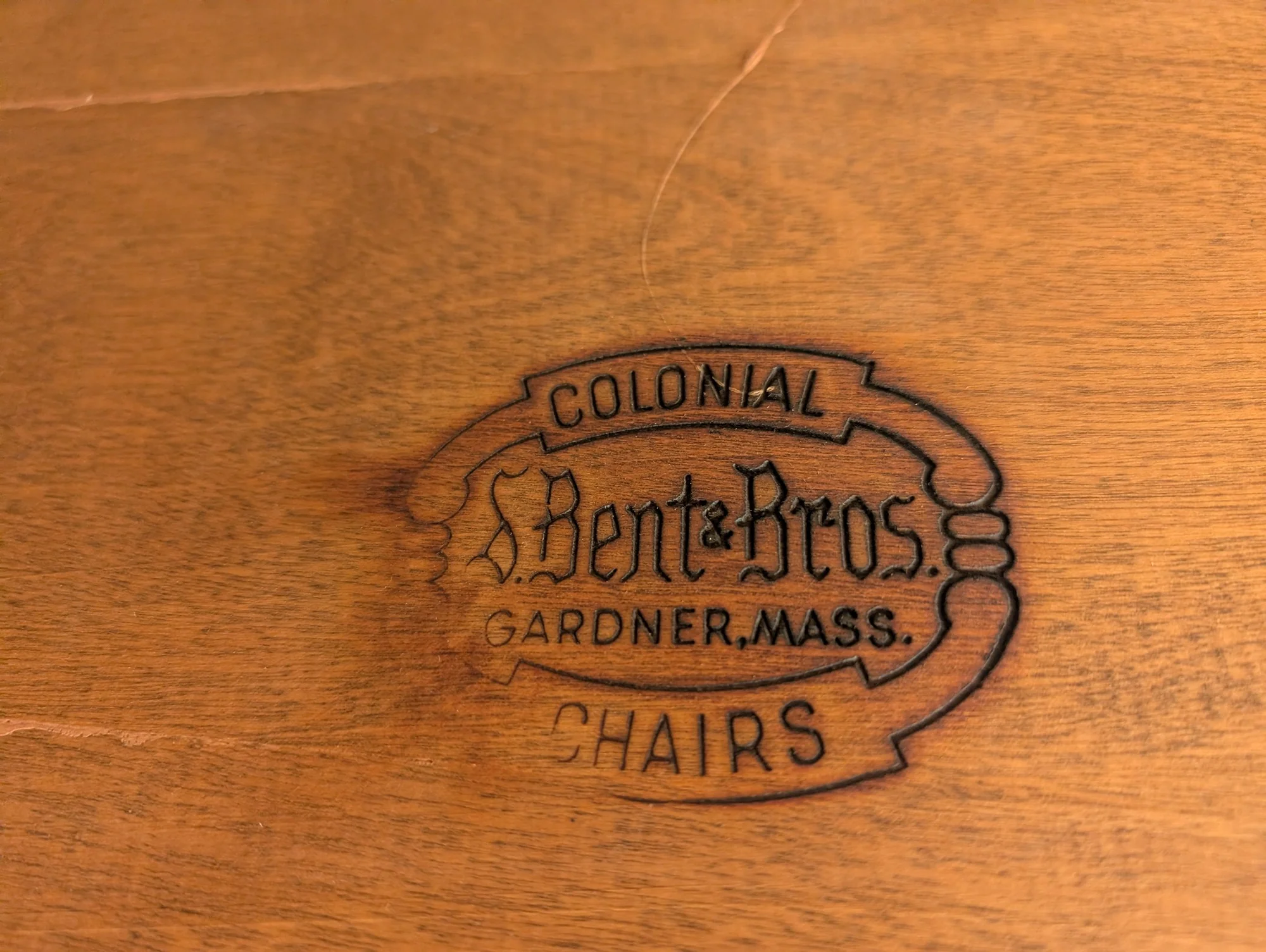 S. Bent & Bros. Colonial Spindle Back Wood Settee with Floral Stencil - Image 4