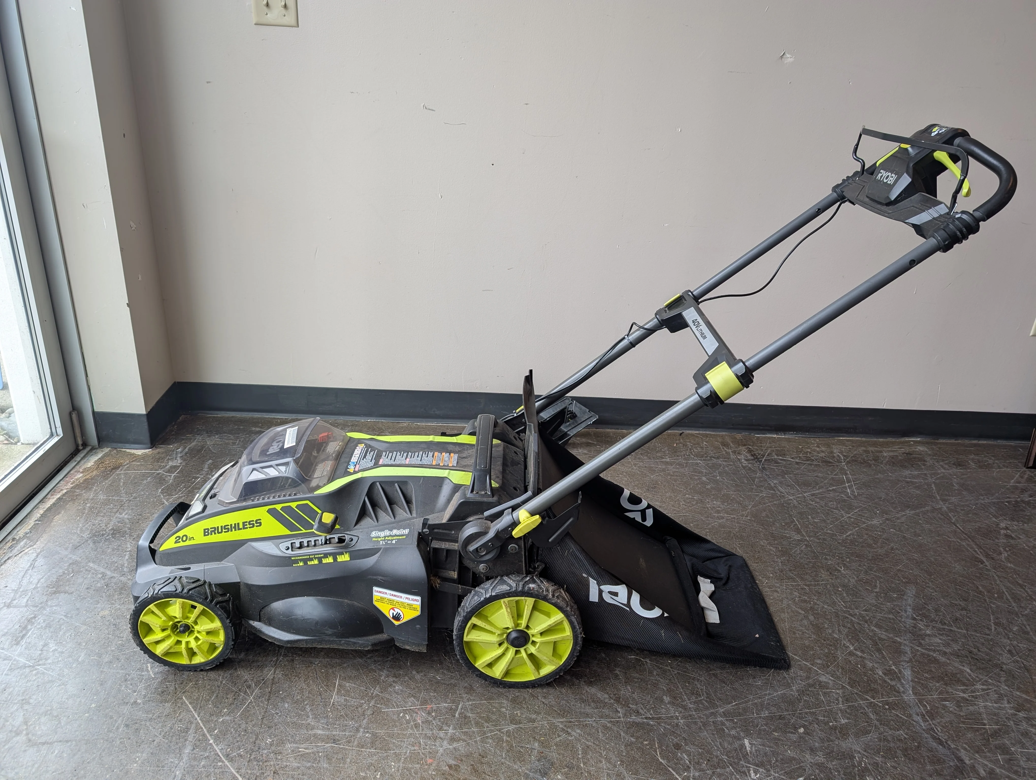 Ryobi Self-Propelled 20-inch Cordless Brushless Lawn Mower - No battery