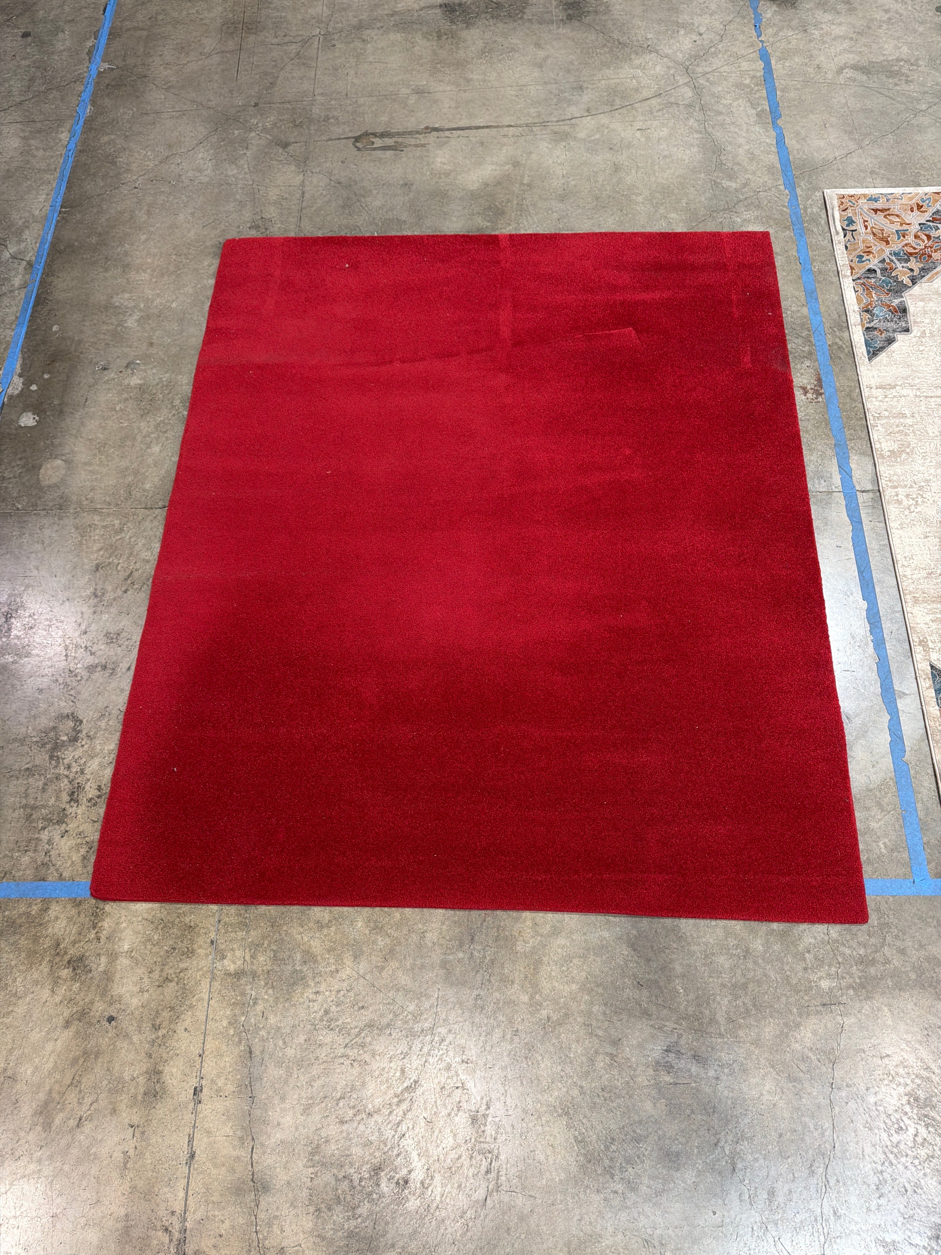 Solid Vibrant Crimson Red Textured Area Rug - 8' x 10'