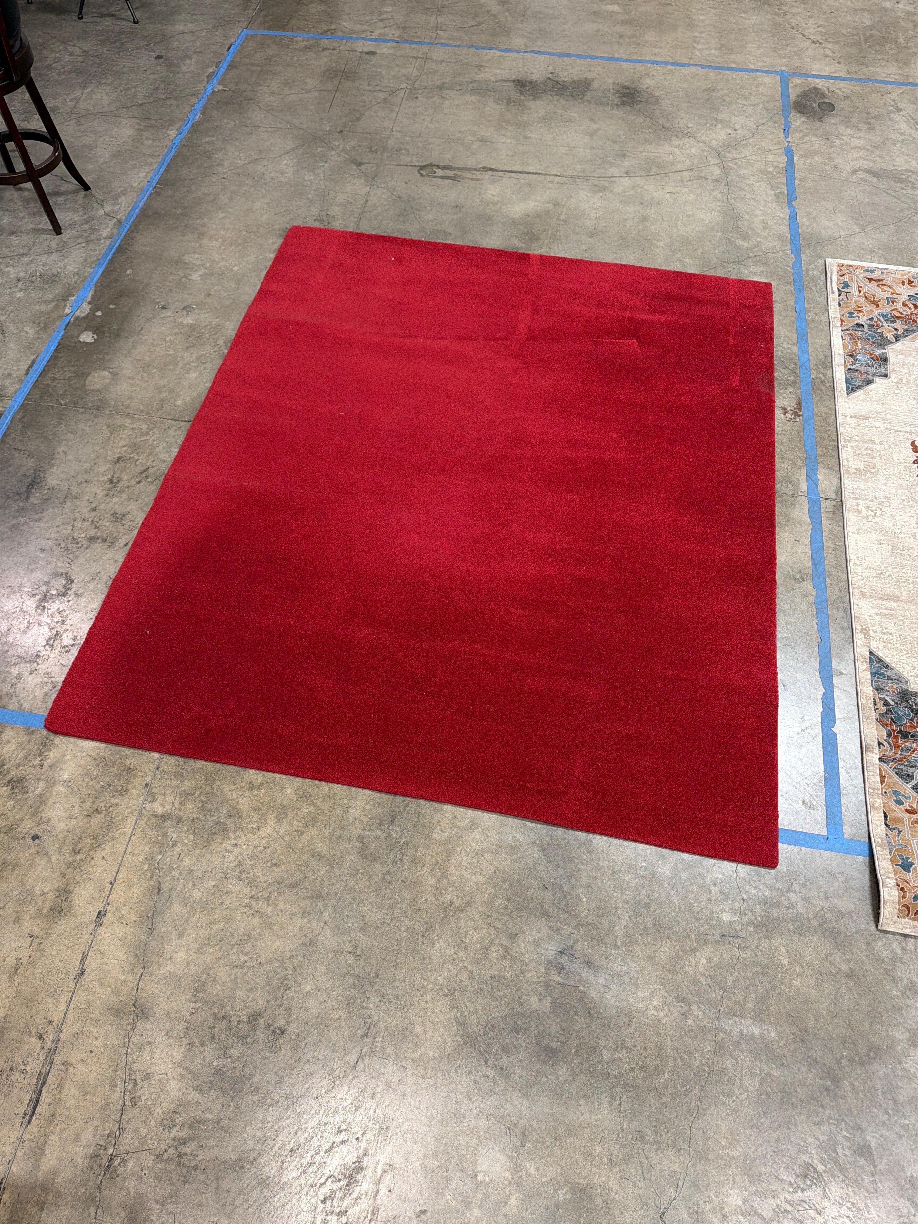 Solid Vibrant Crimson Red Textured Area Rug - 8' x 10' - Image 2
