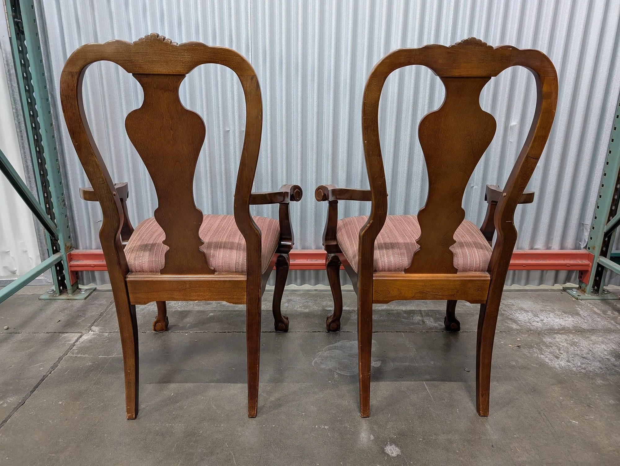 Pair of Traditional Thomasville Carved Wood Armchairs with Upholstered Seats - Image 4