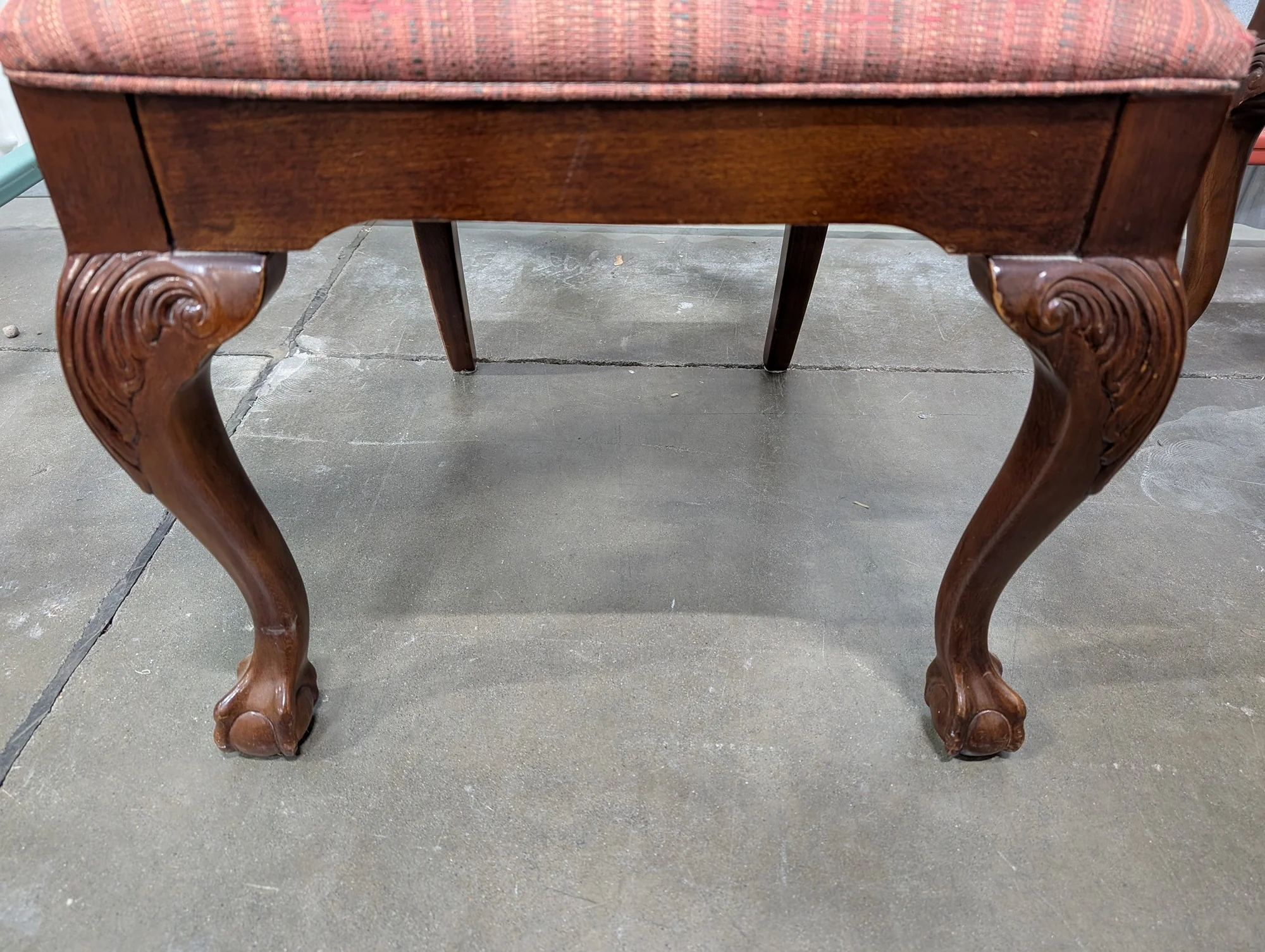 Pair of Traditional Thomasville Carved Wood Armchairs with Upholstered Seats - Image 5