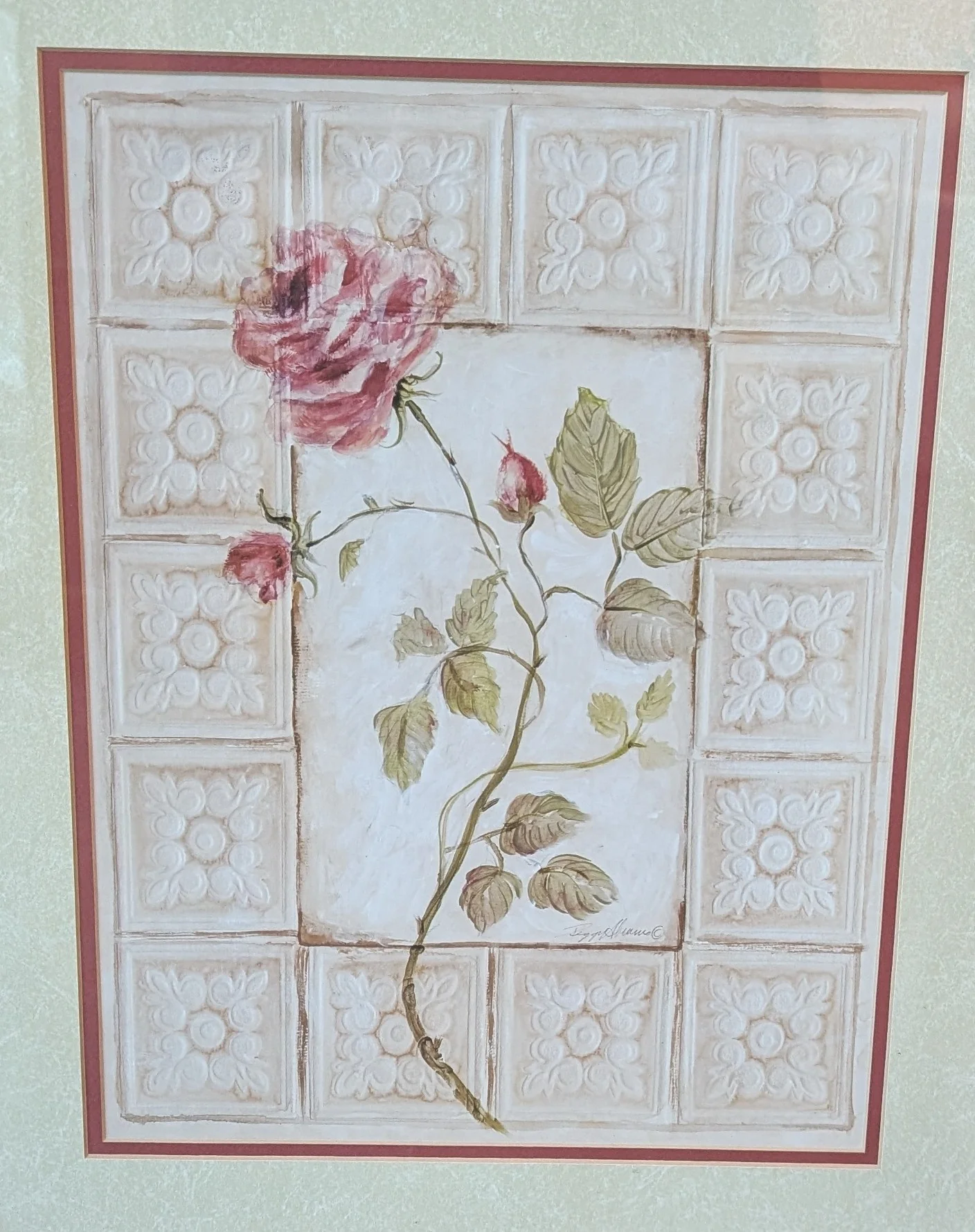 Ornate Gold Framed Pink Rose Botanical Wall Art Print - Image 2