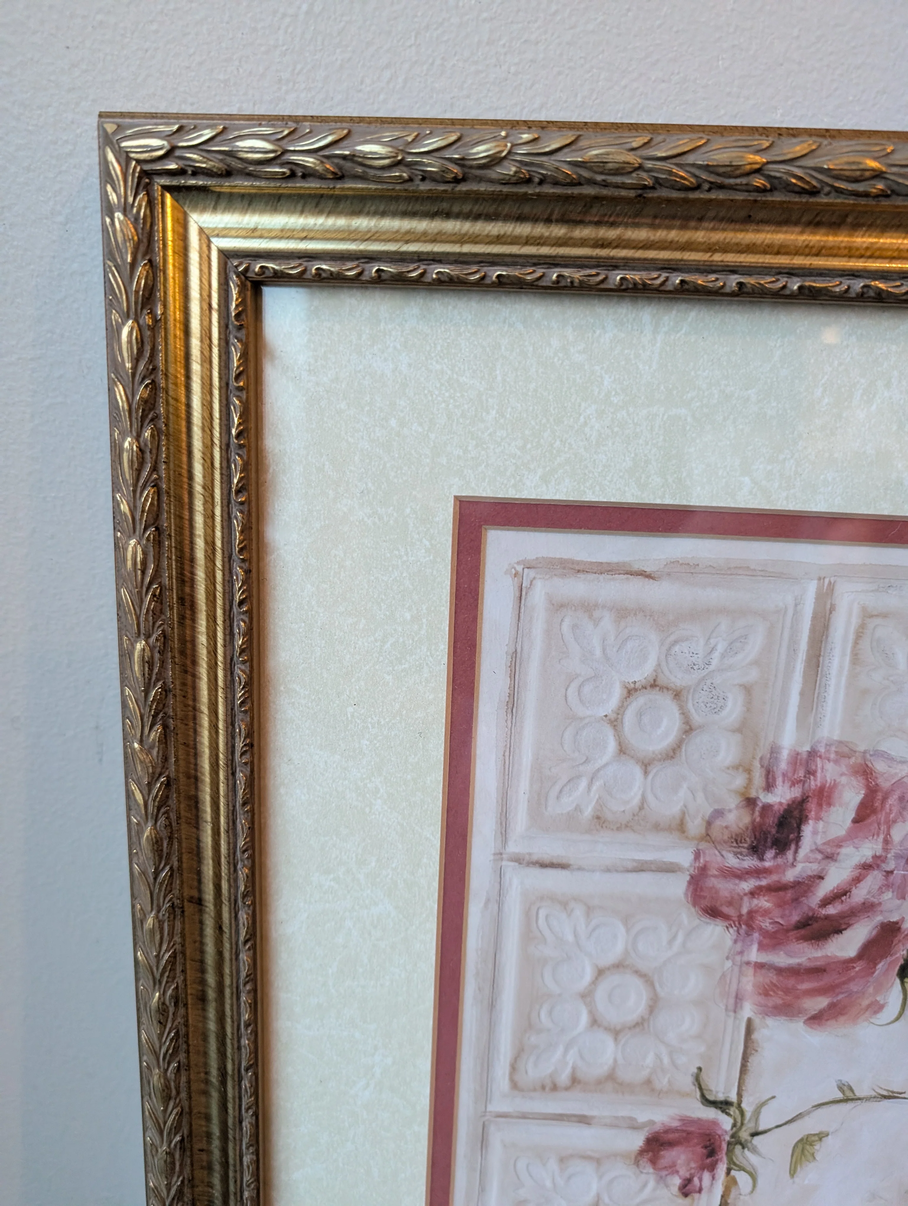 Ornate Gold Framed Pink Rose Botanical Wall Art Print - Image 4