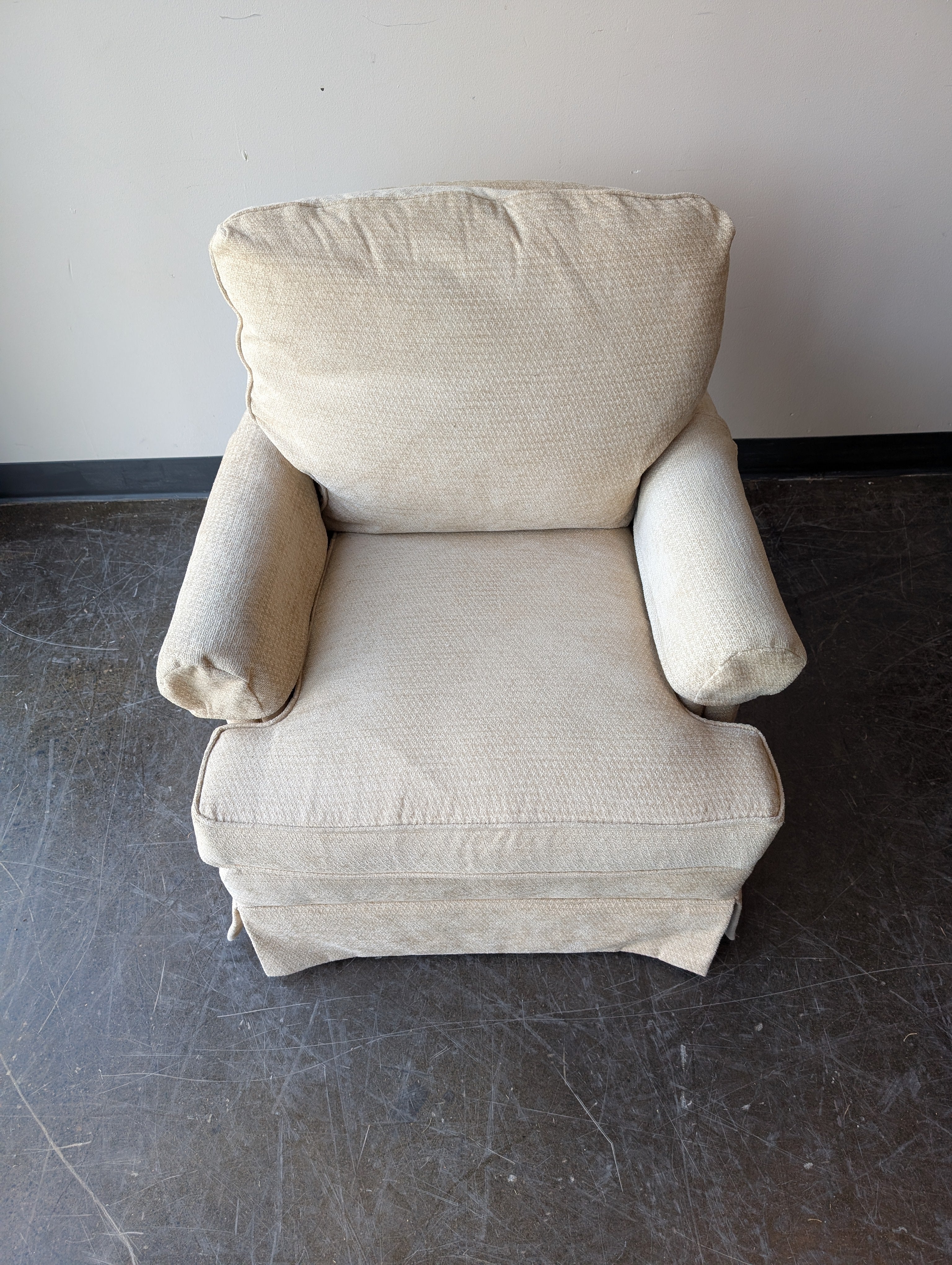 Thomasville Beige Textured Upholstered Armchair - Image 3