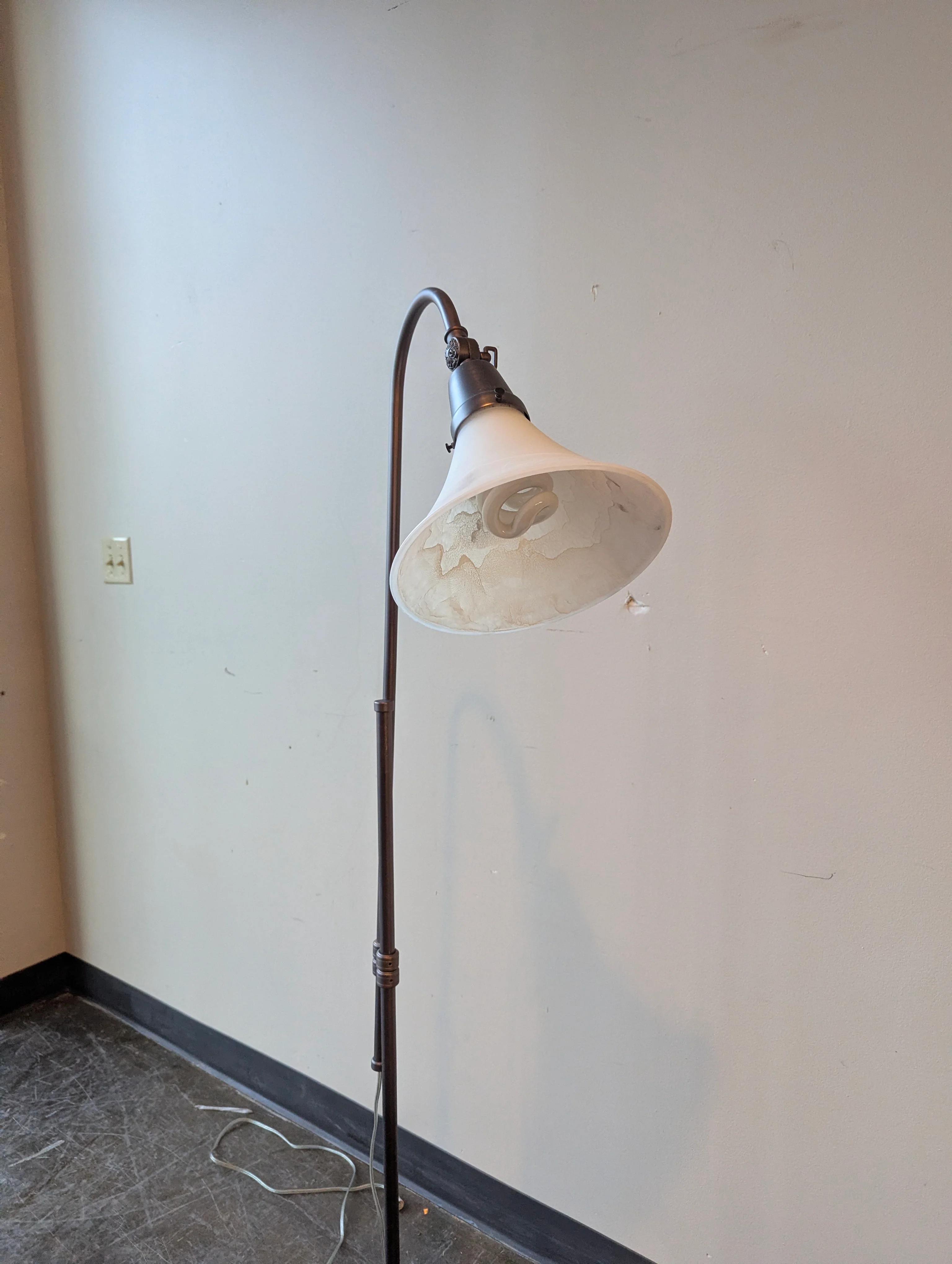 Industrial-Inspired Arc Floor Lamp with Frosted Glass Shade in - Image 2