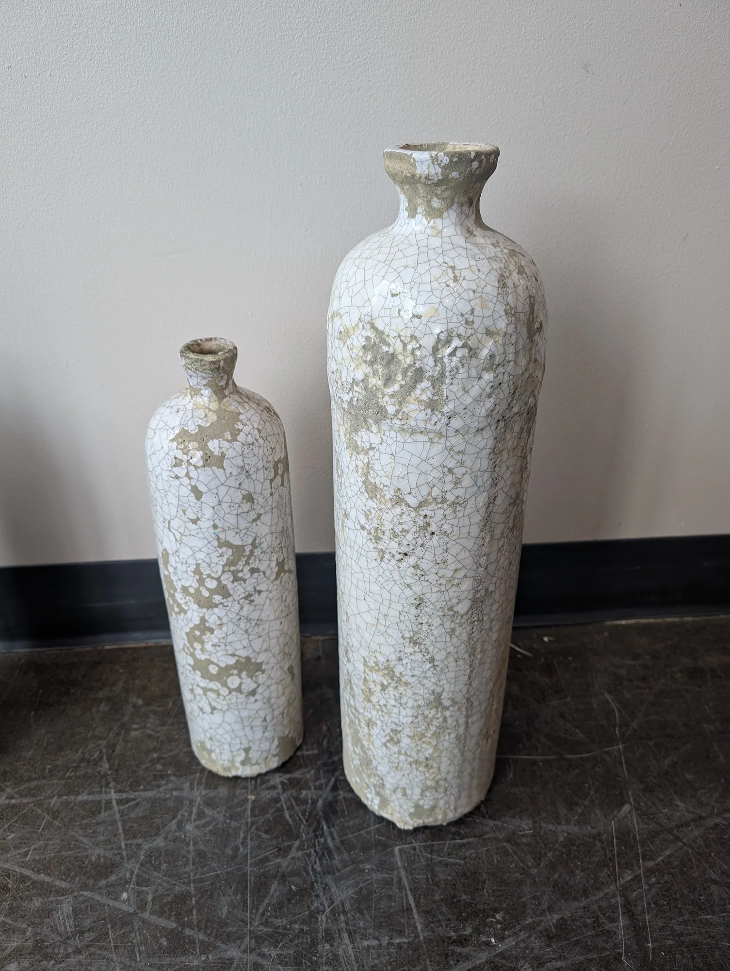 Rustic Textured Ceramic Bottle Vases - Set of Two - Image 3