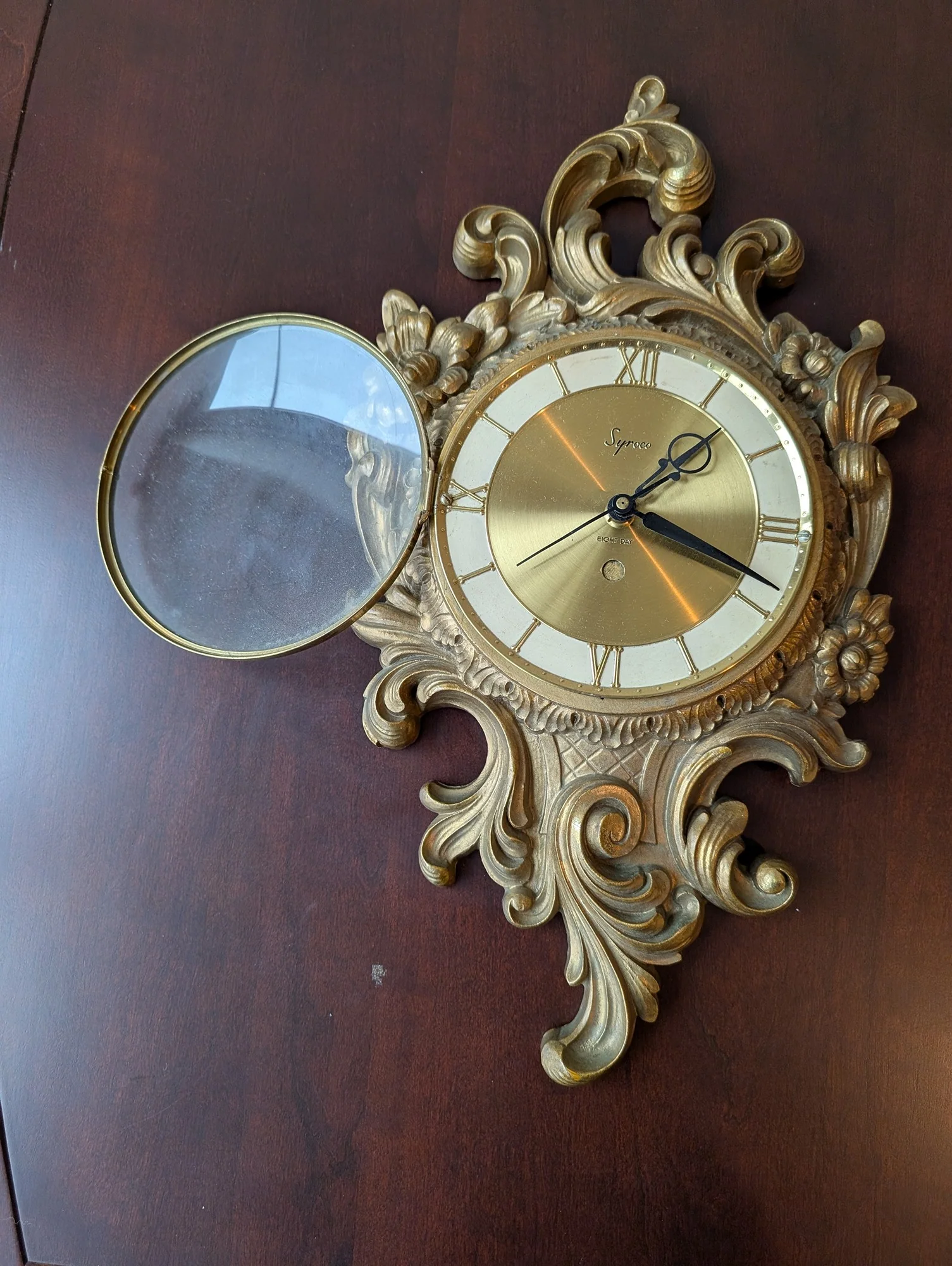 Syroco Ornate Gold-Tone Wall Clock Vintage Rococo Style - Image 2