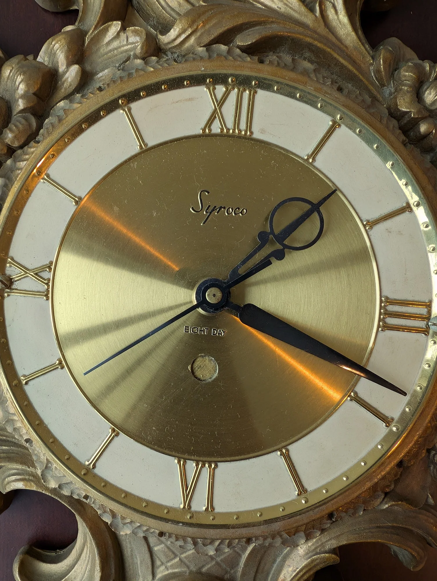 Syroco Ornate Gold-Tone Wall Clock Vintage Rococo Style - Image 3