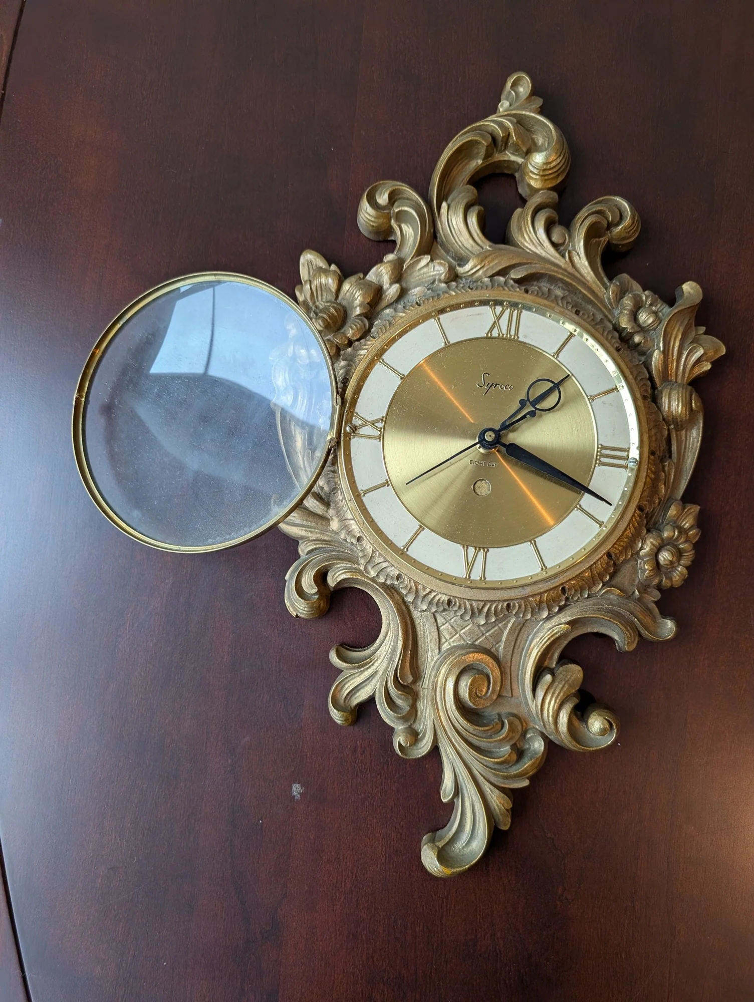 Syroco Ornate Gold-Tone Wall Clock Vintage Rococo Style - Image 5