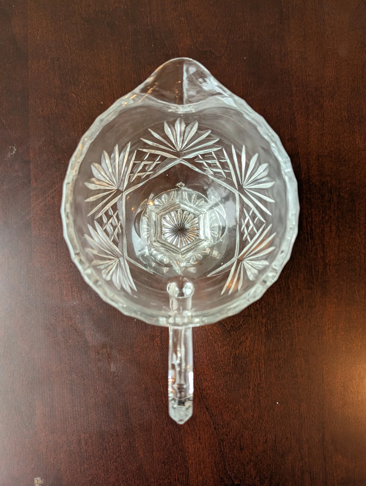Vintage Clear Glass Footed Creamer with Cut Pattern - Image 4