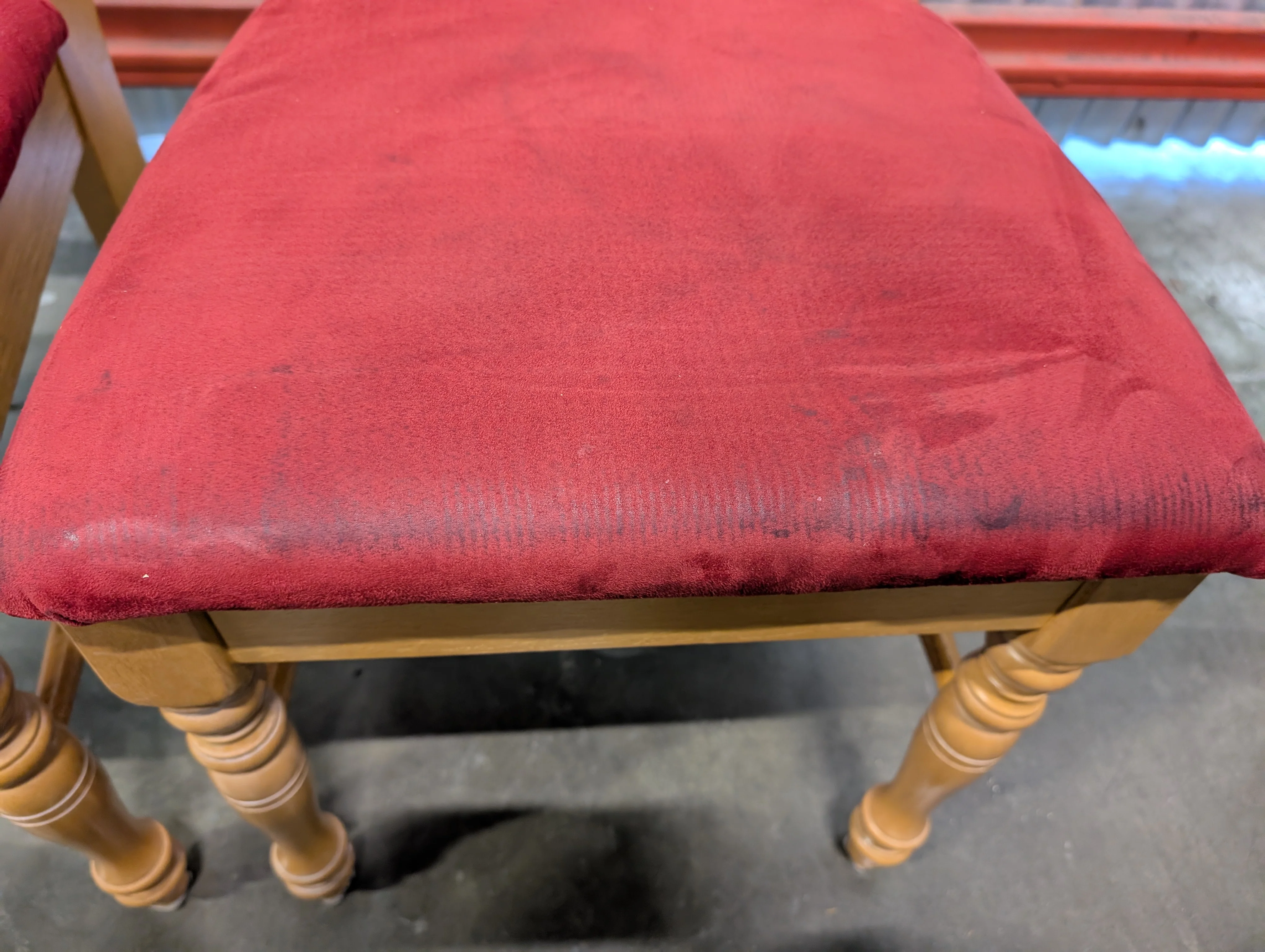 Pair of Classic Wooden Spindle Back Chair with Red Upholstered Seat - Image 3