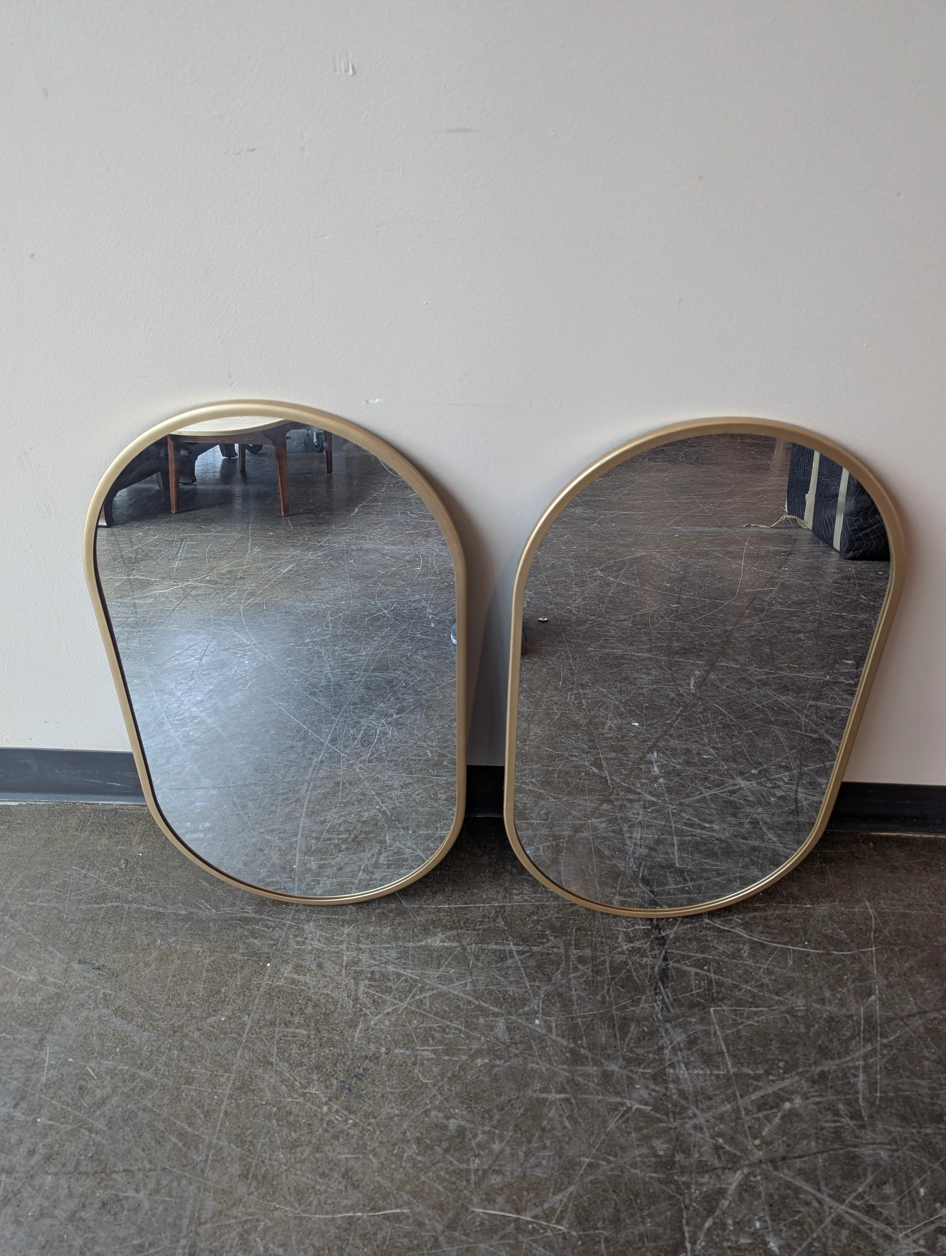 Modern Gold Frame Rounded Oval Wall Mirror - Image 2