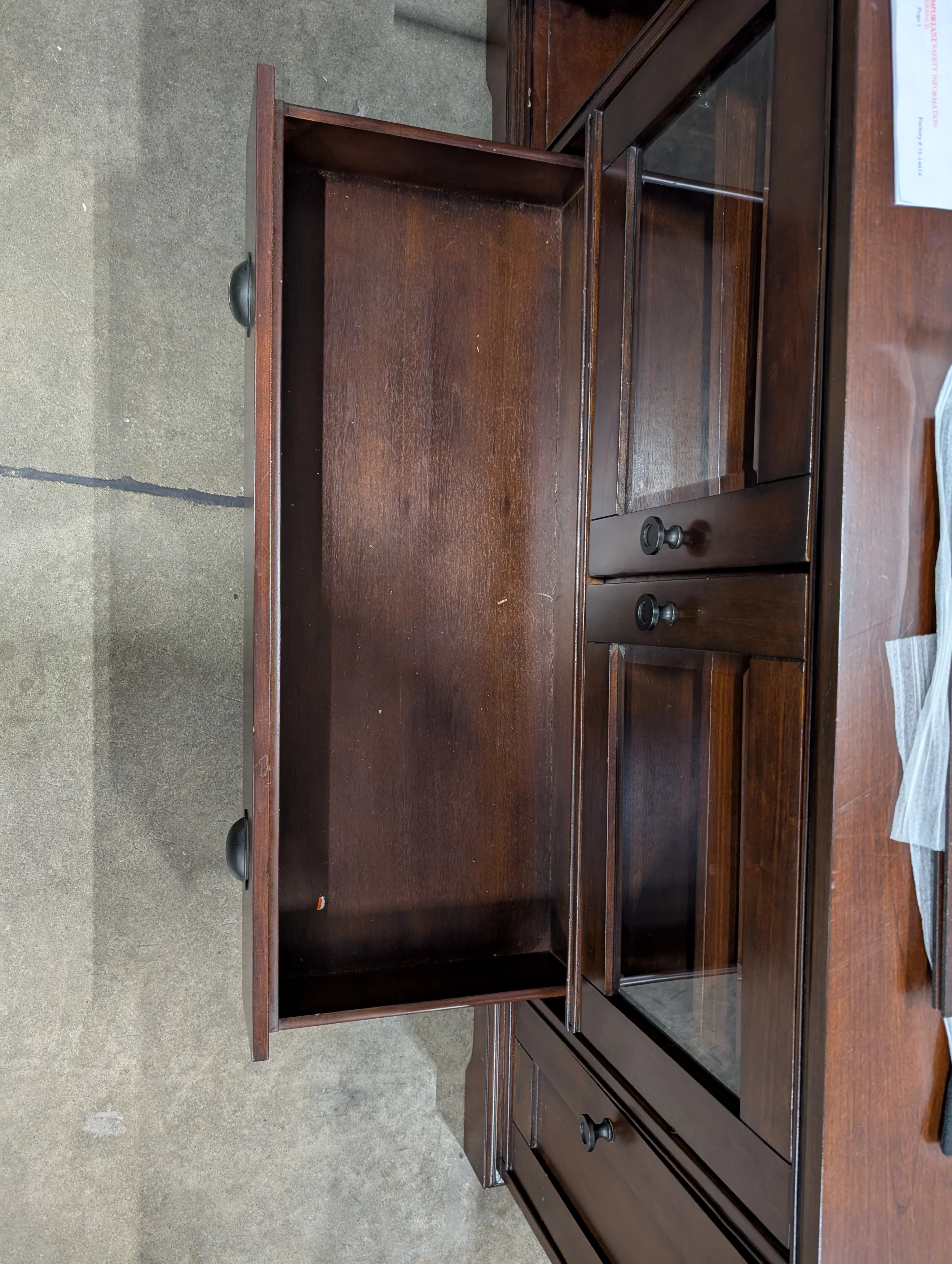Rich Brown Bayside Furnishings Wood Media Console with Glass Doors - Image 6